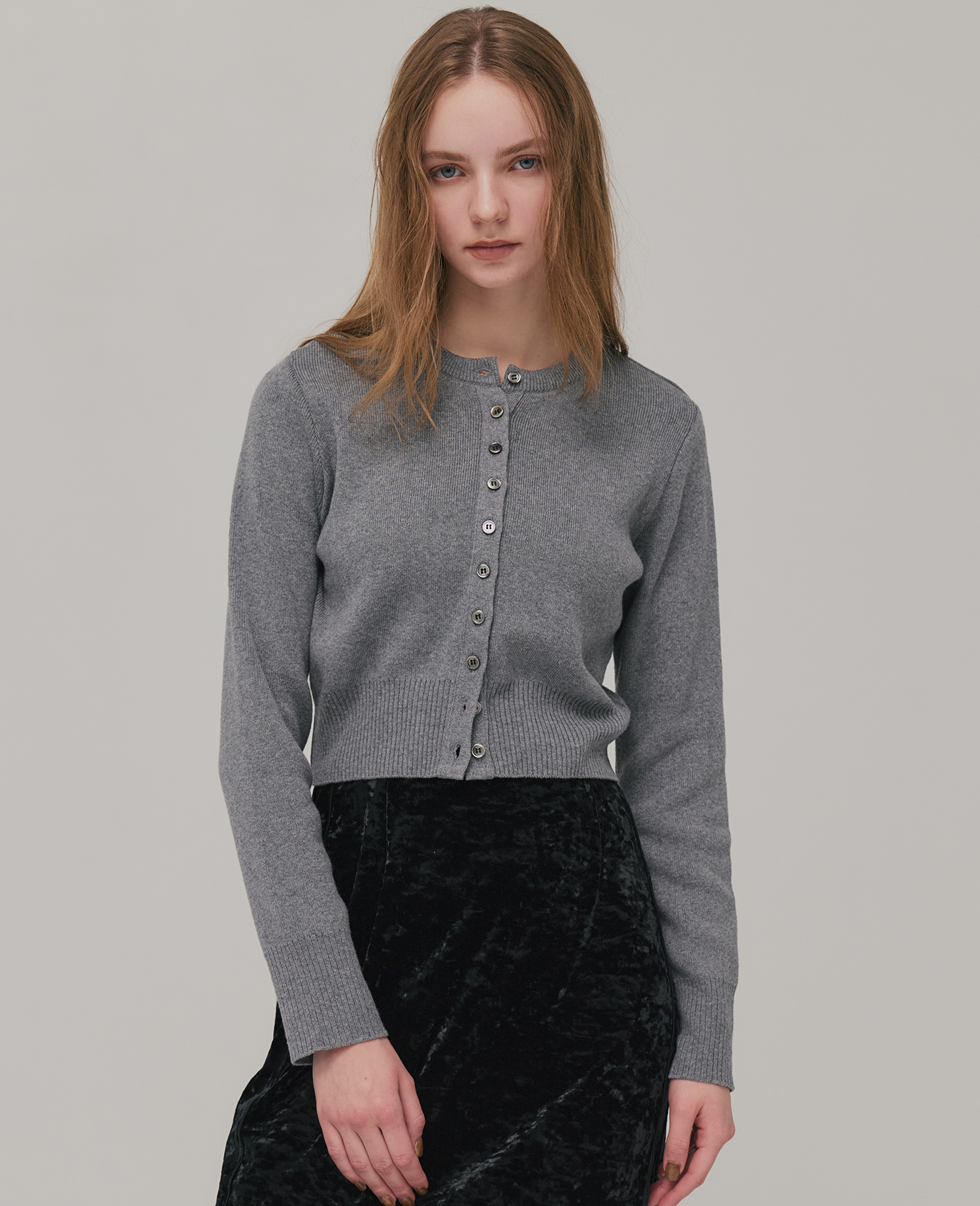 コットンカシミヤクルーカーデ