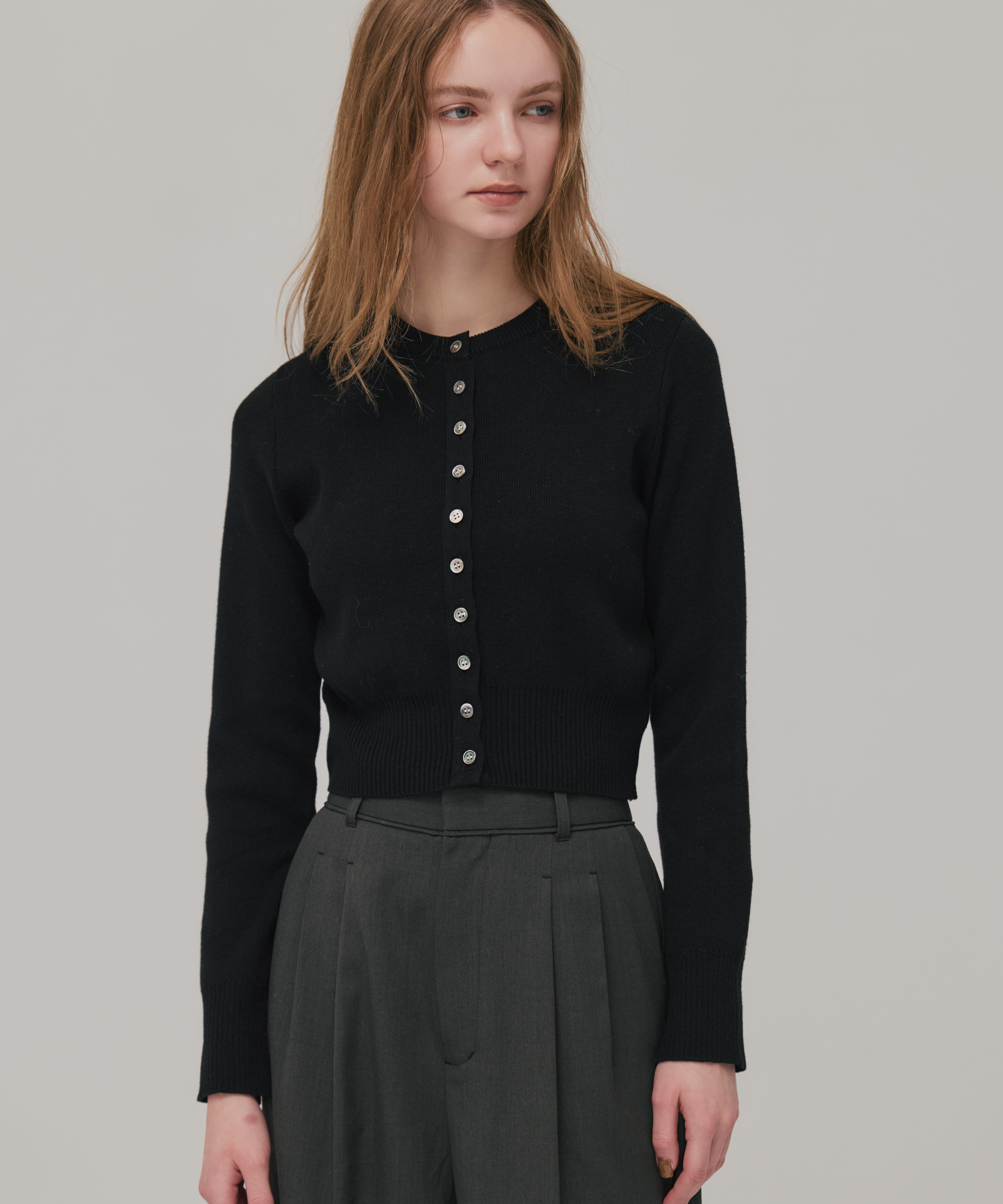 コットンカシミヤクルーカーデ