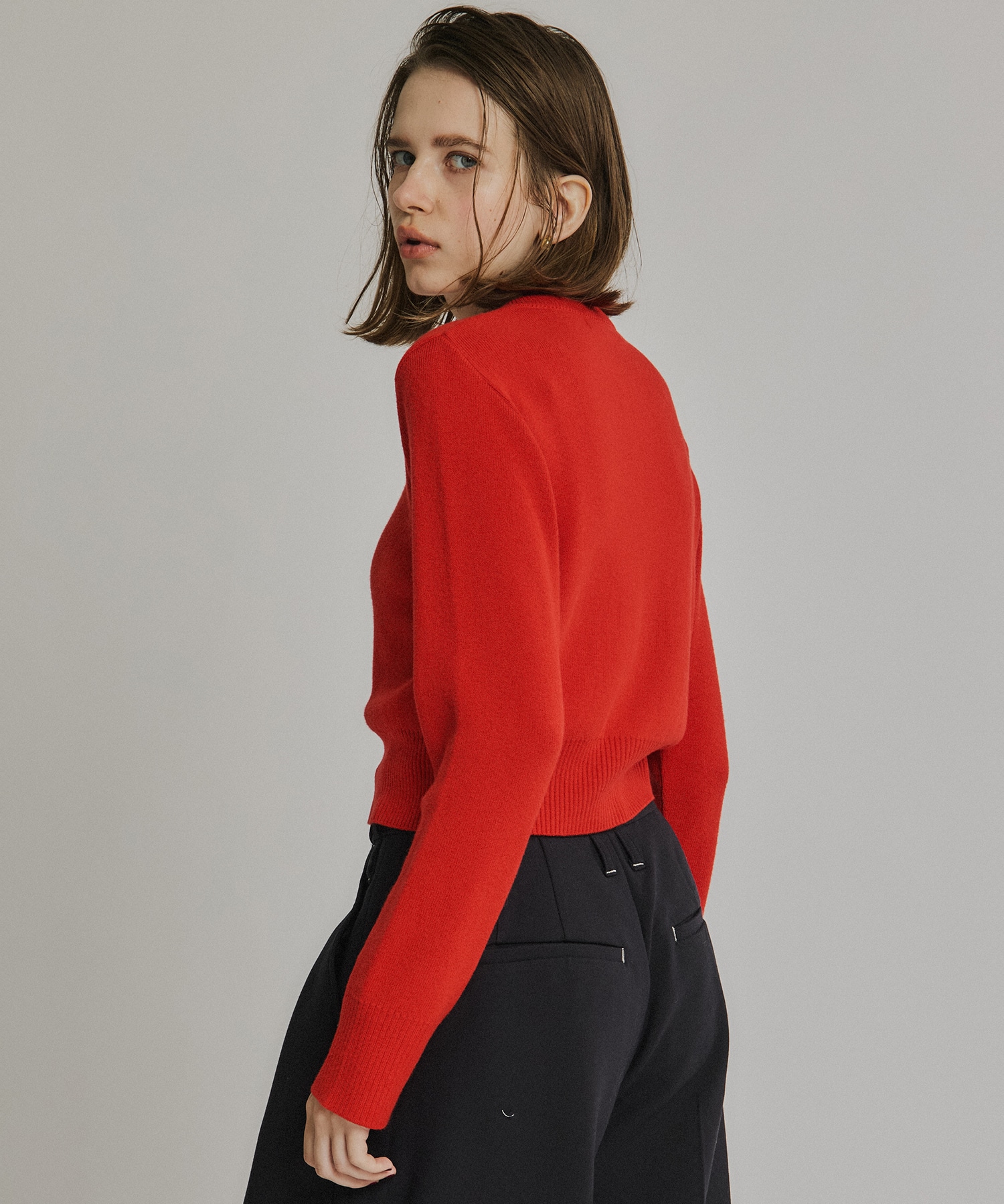 コットンカシミヤクルーカーデ