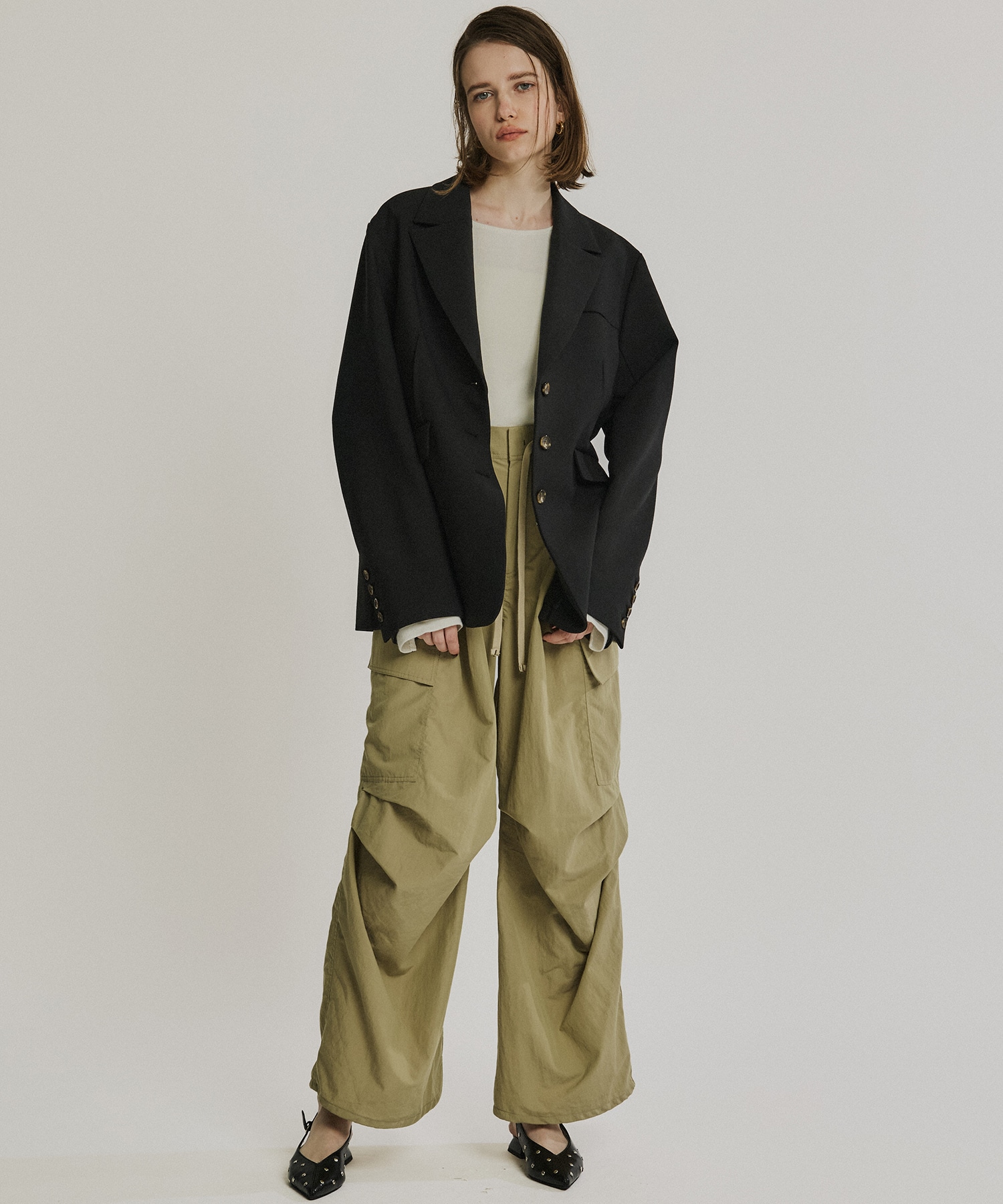 コットンナイロンカーゴパンツ