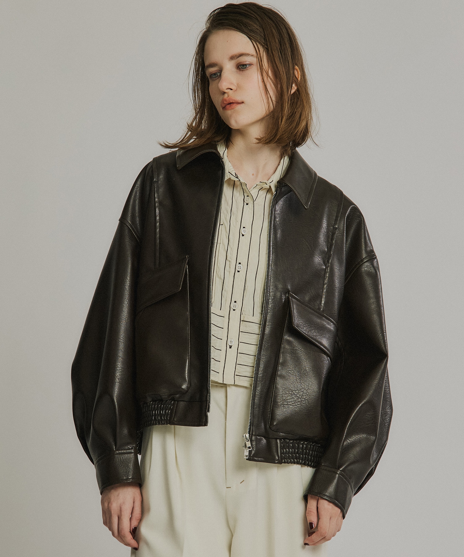 〈残りわずか〉フローヨークレザーブルゾン