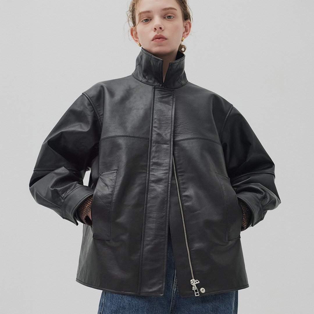 カーフレザーボクシージャケット