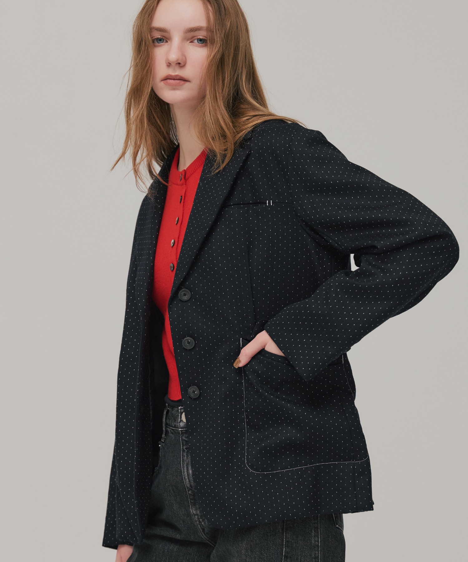 ダブルクロスノッチドラペルジャケット