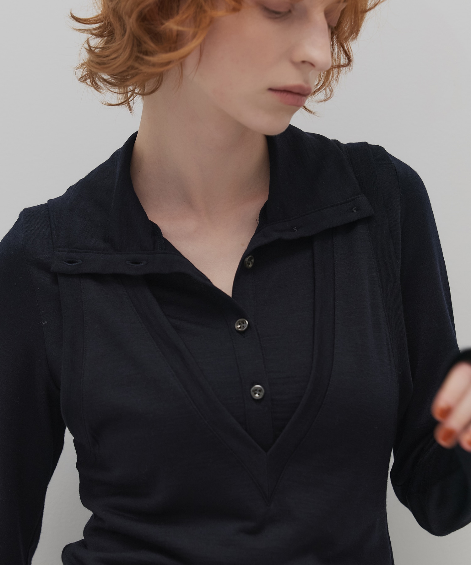 Super100 ヘンリーネックトップス