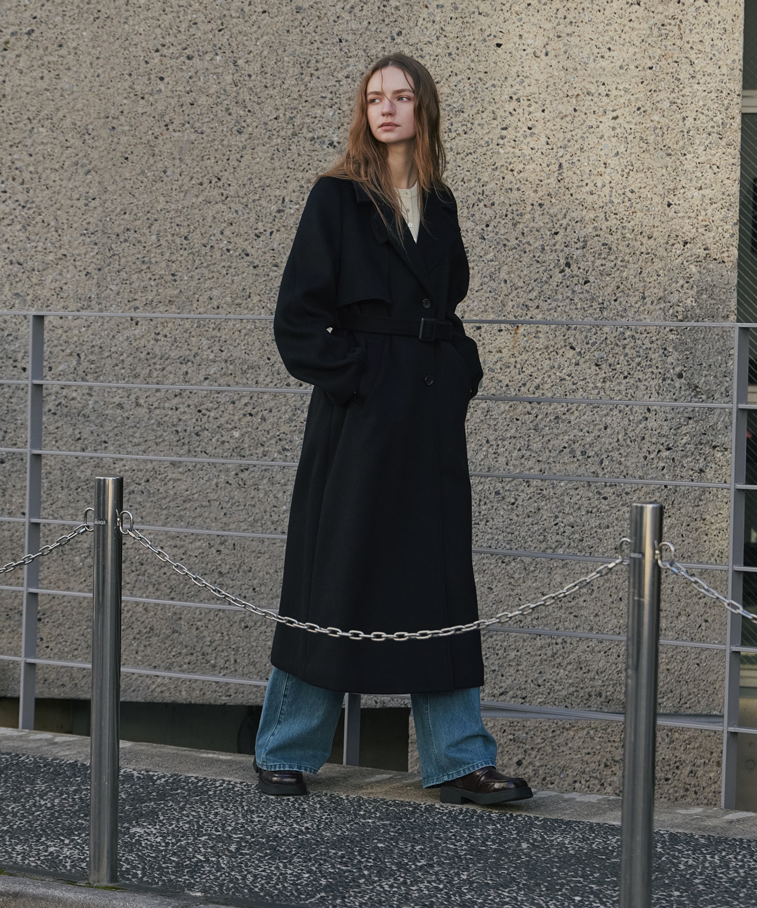 SUPER140アシメオーバーヨークコート