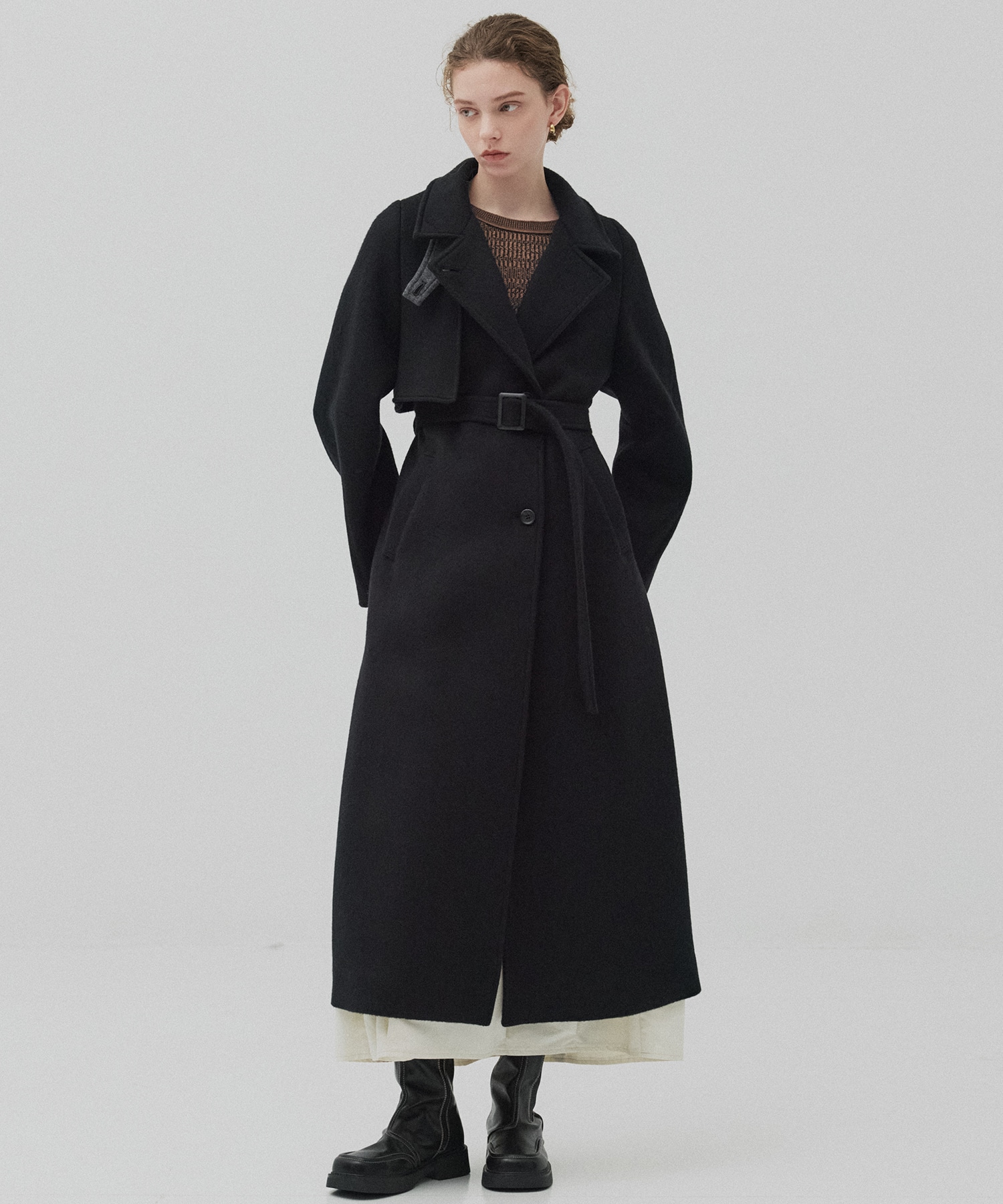 SUPER140アシメオーバーヨークコート