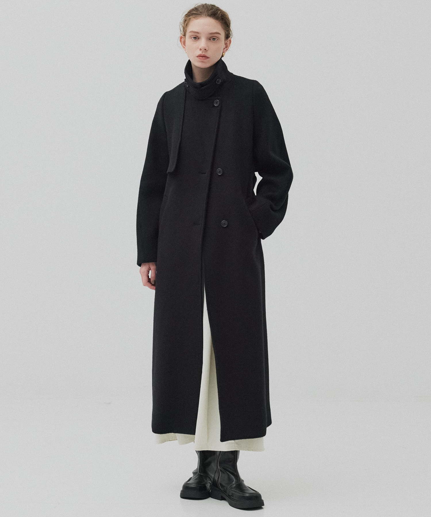 SUPER140アシメオーバーヨークコート