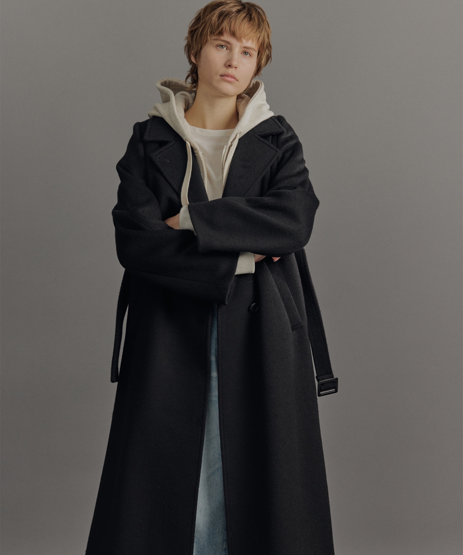 SUPER140アシメオーバーヨークコート