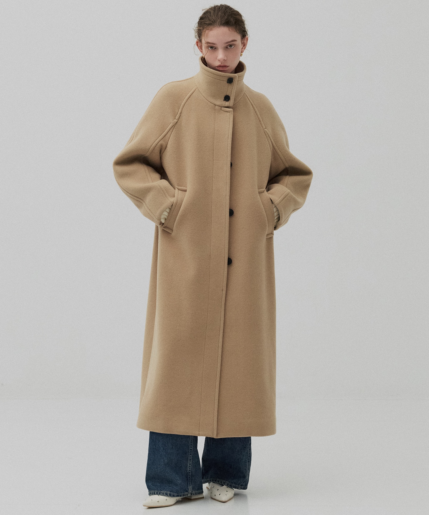 SUPER140スタンドカラーコート