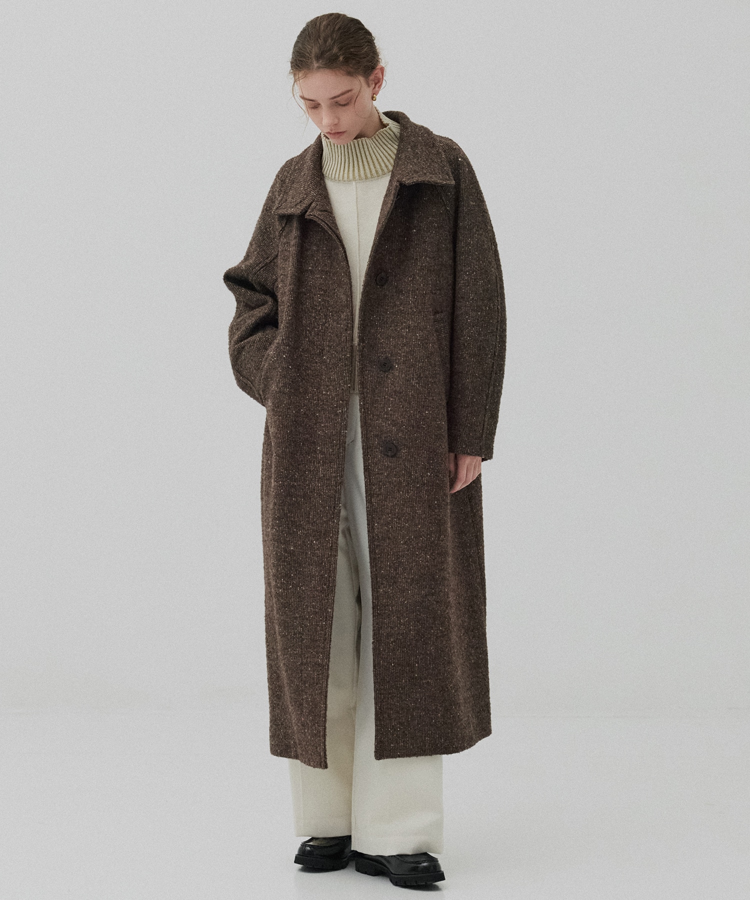 ツイードスタンドカラーコート