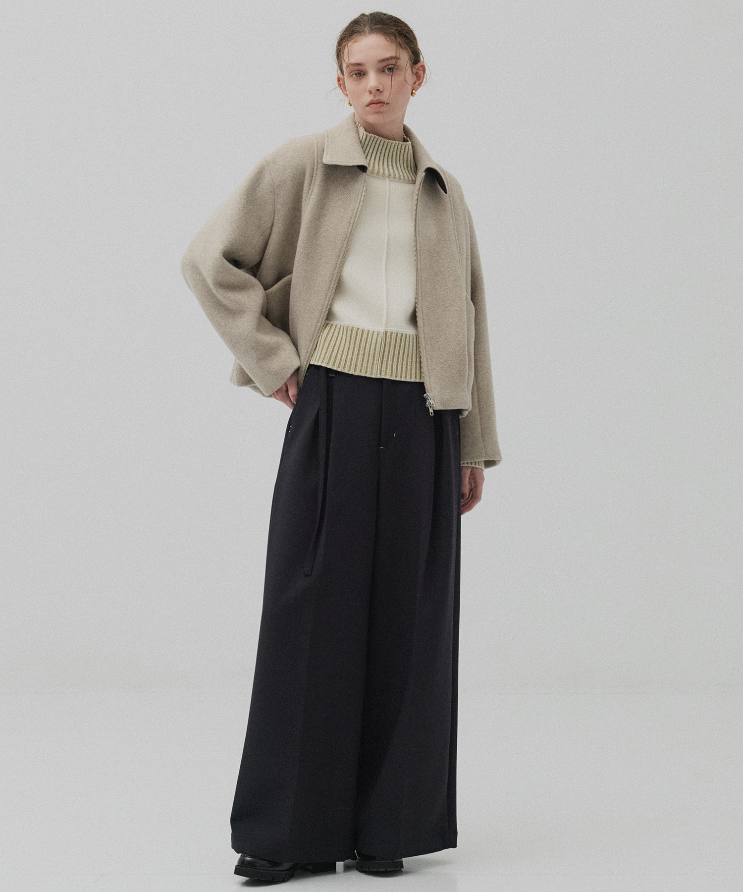 【再入荷】ウールジップタックショートコート