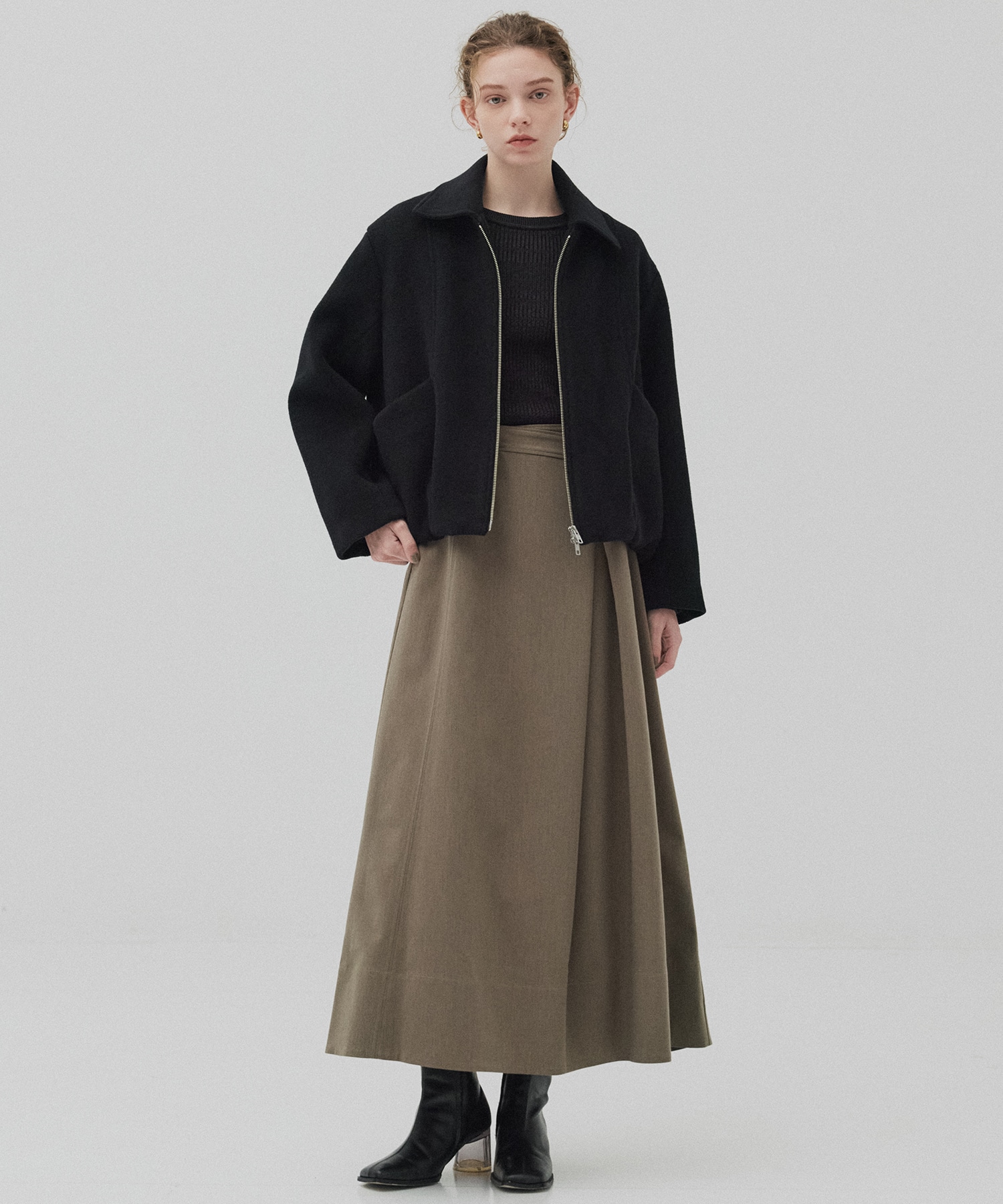 【再入荷】ウールジップタックショートコート