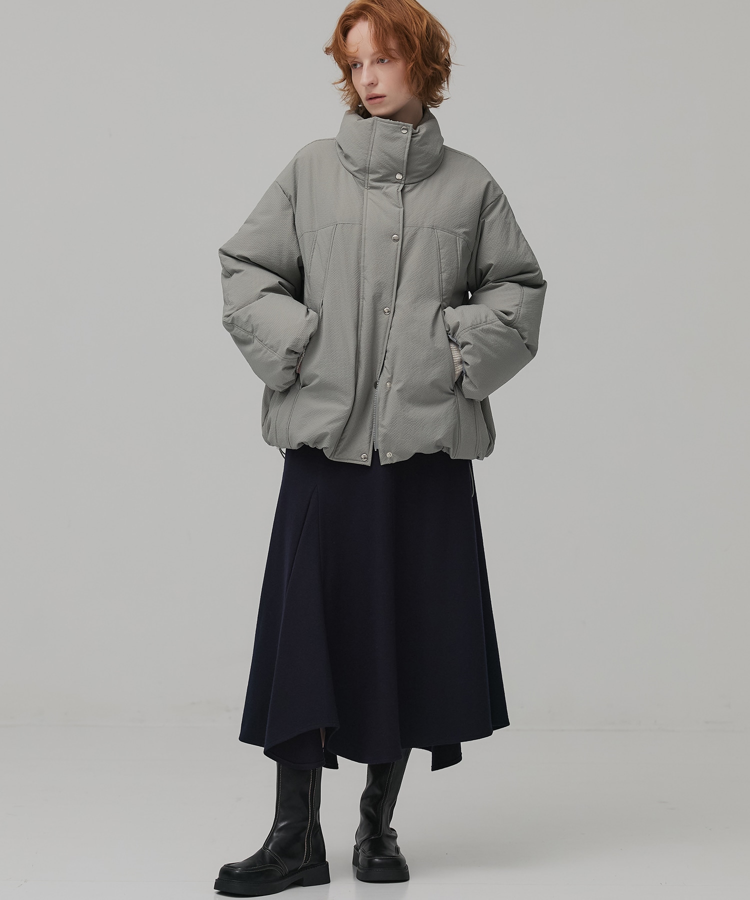 チェックモンスターダウンコート