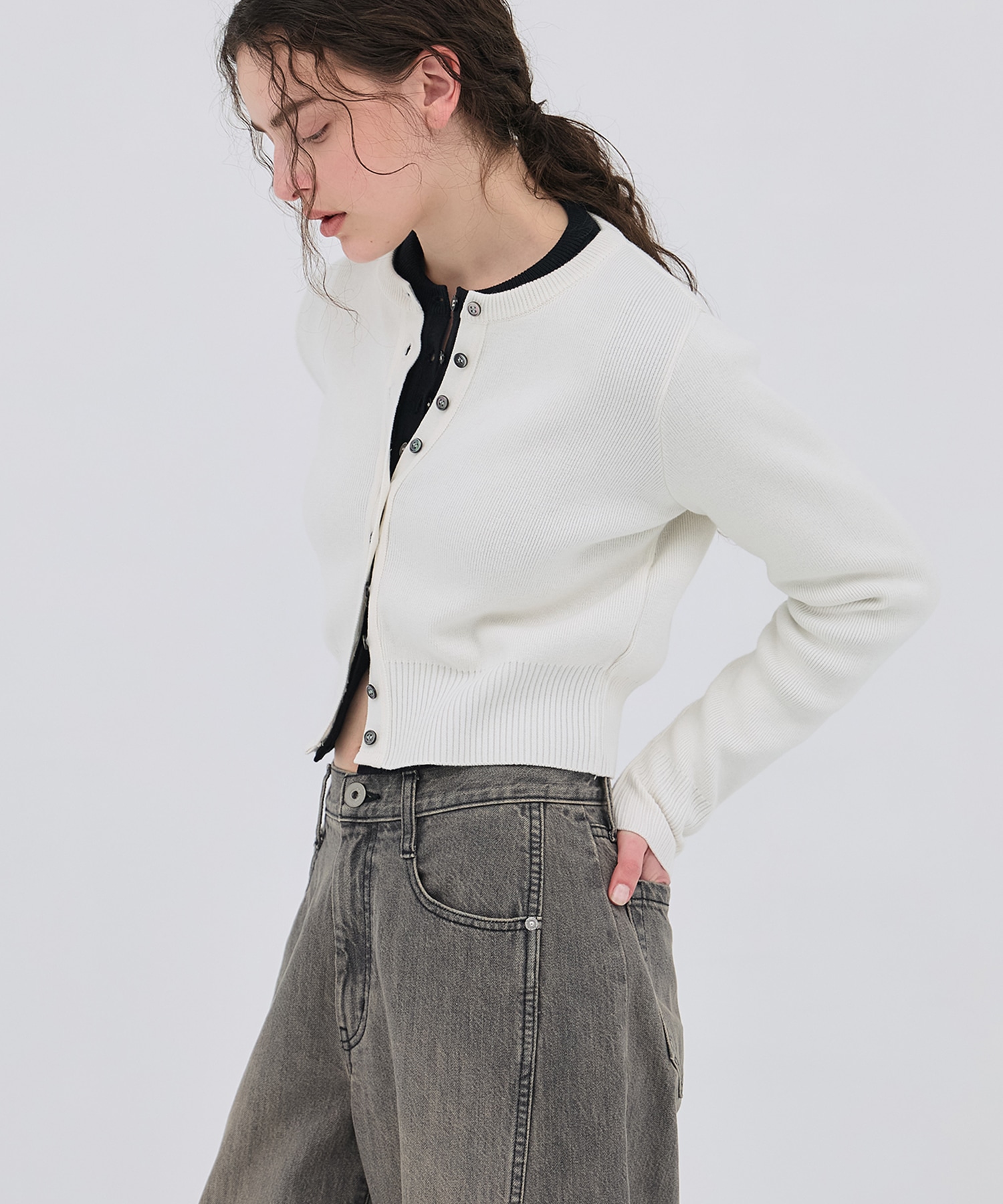 コットンシルククルーカーデ