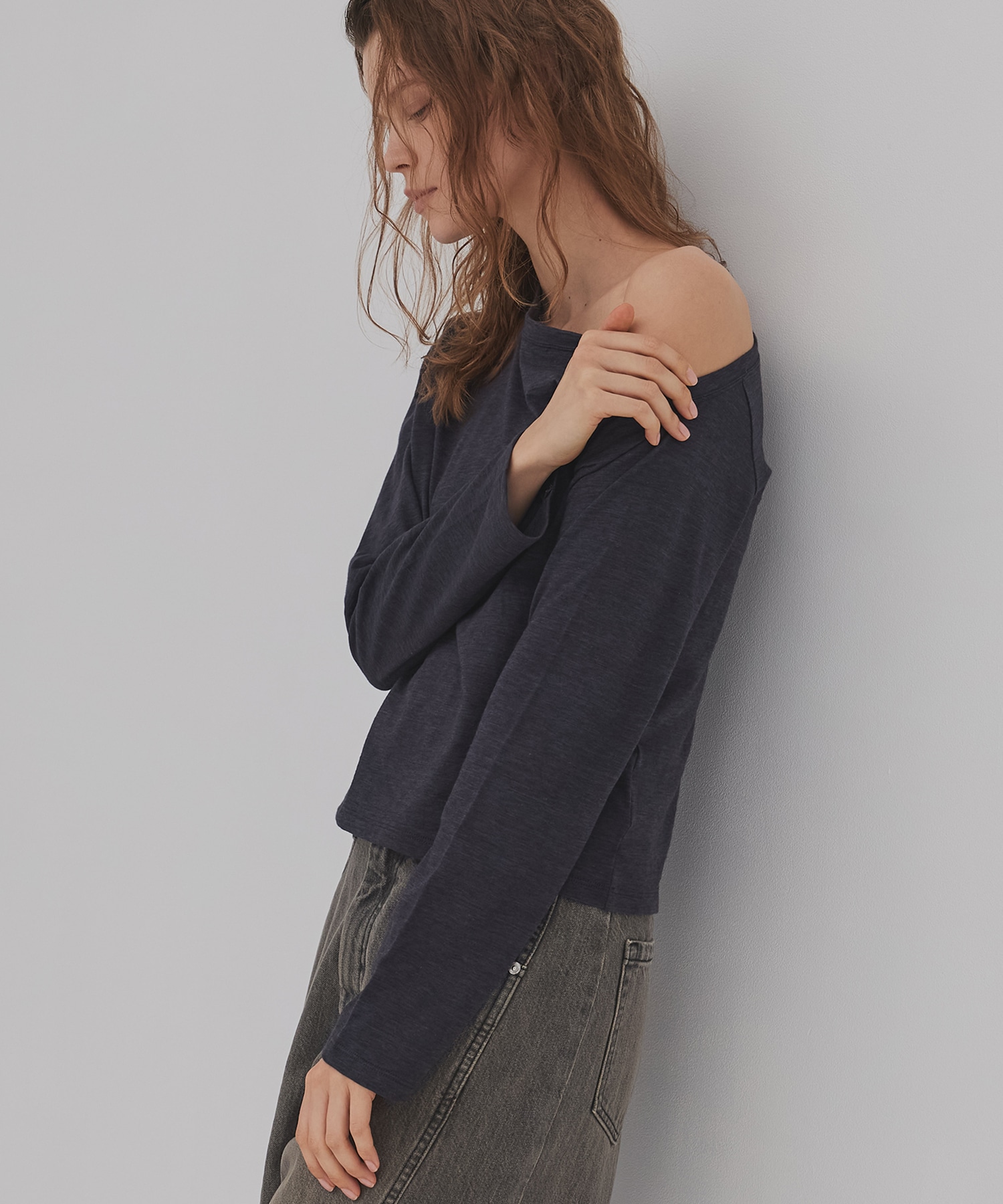 メランジワンショルダーTEE