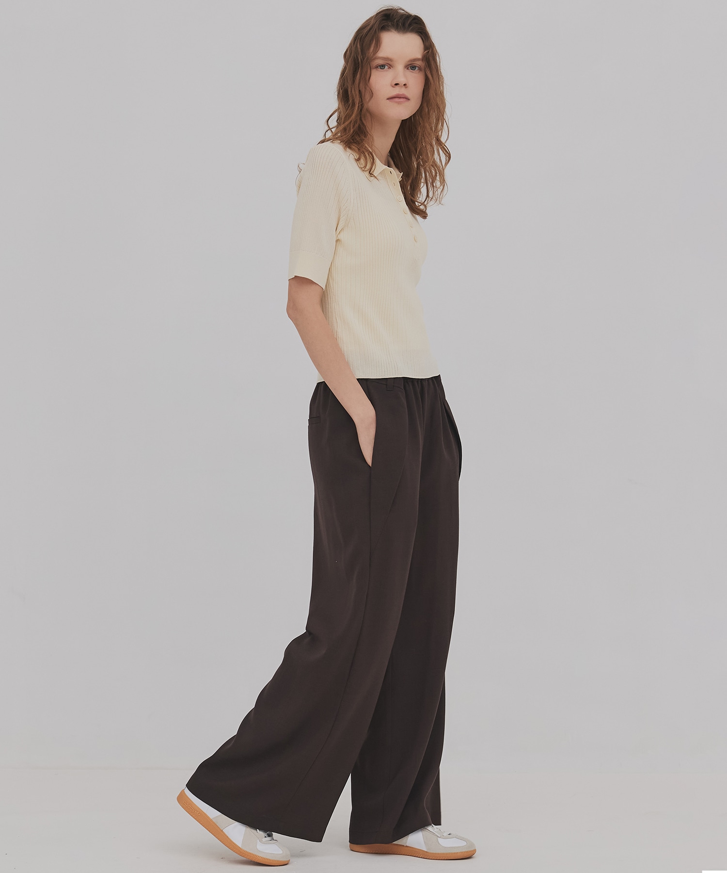 スムースリブニットポロ