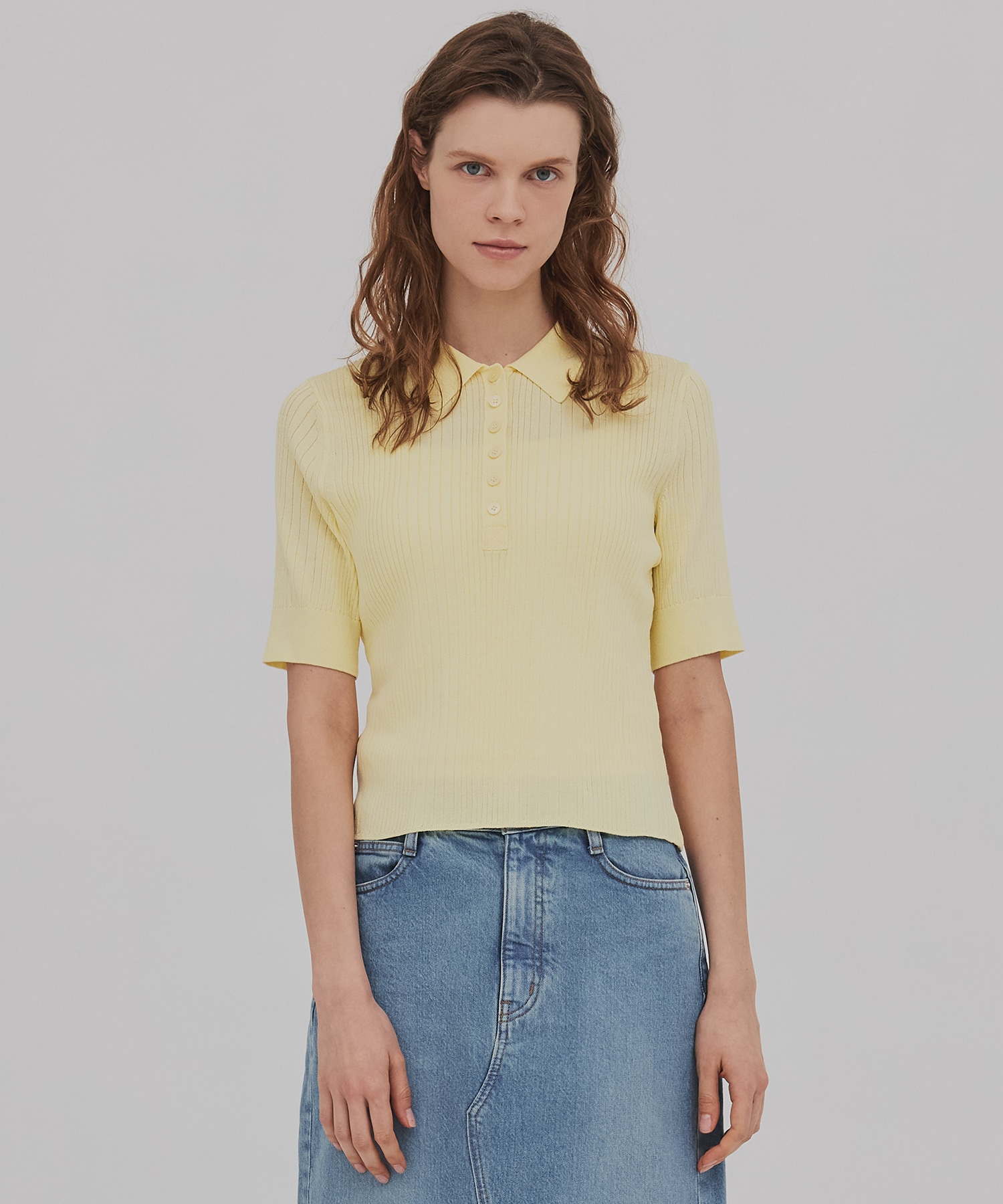 スムースリブニットポロ