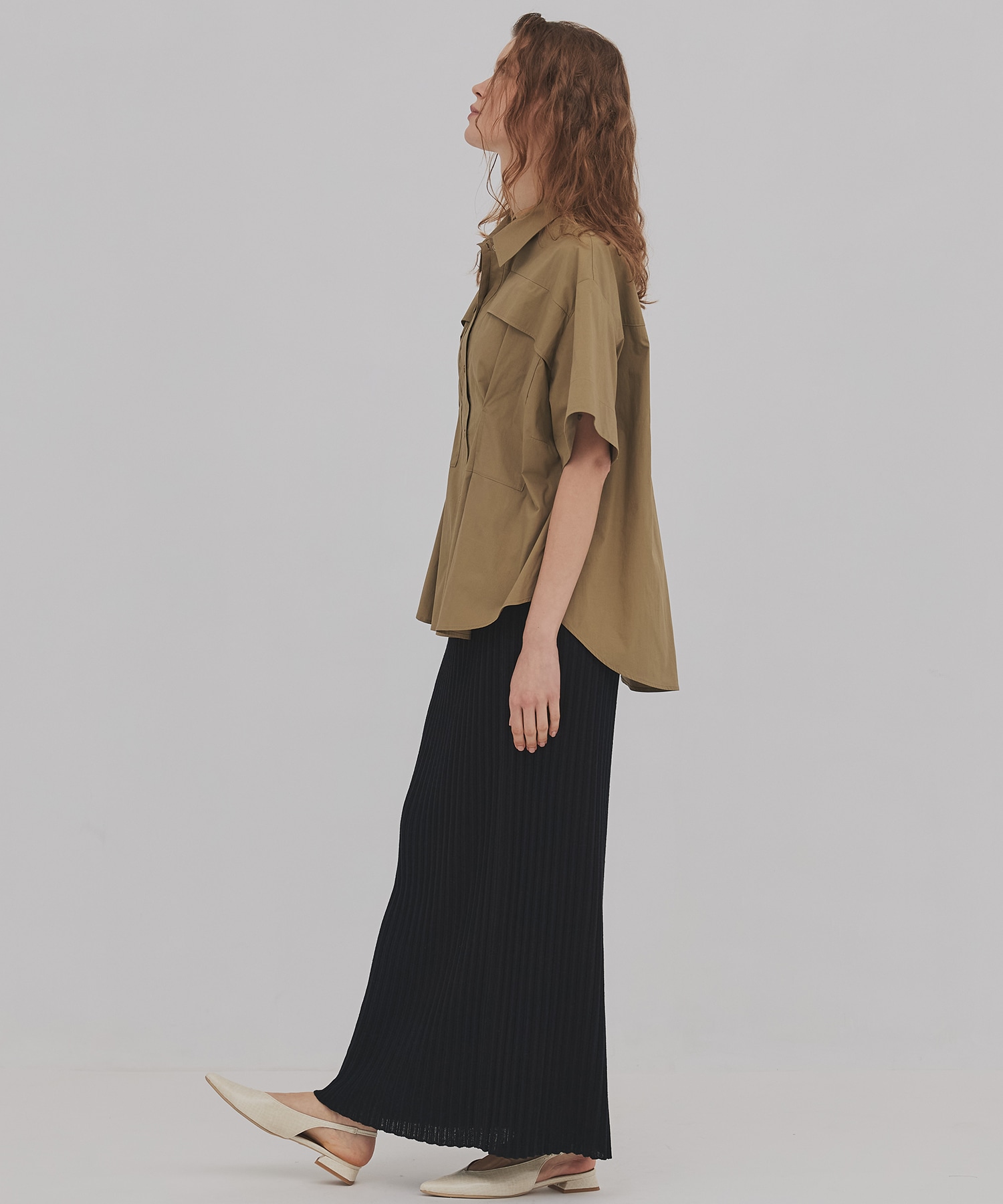 プリーツリブニットタイトスカート