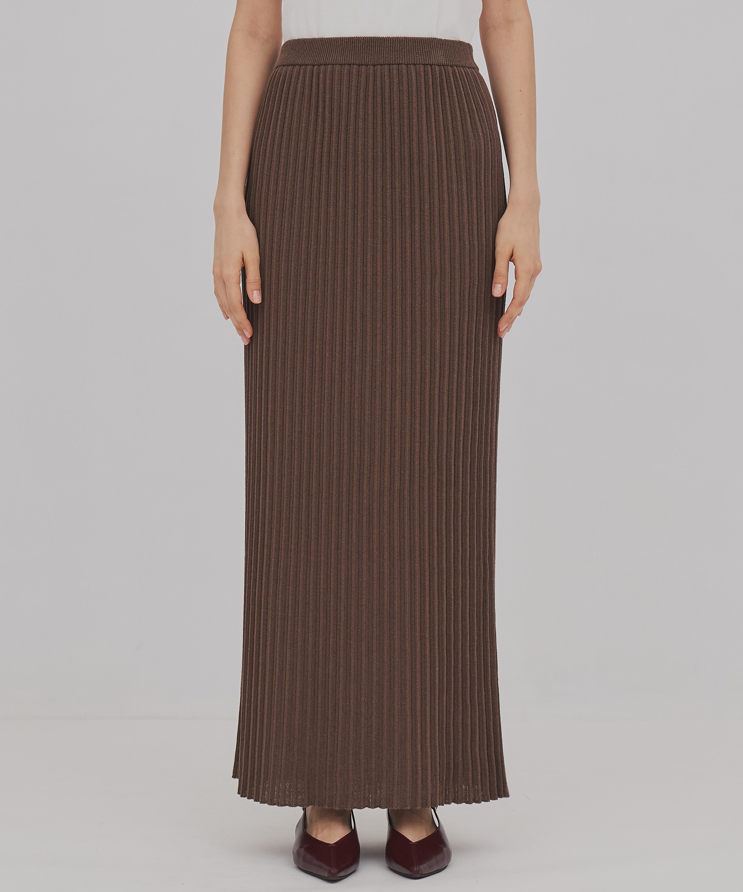 プリーツリブニットタイトスカート