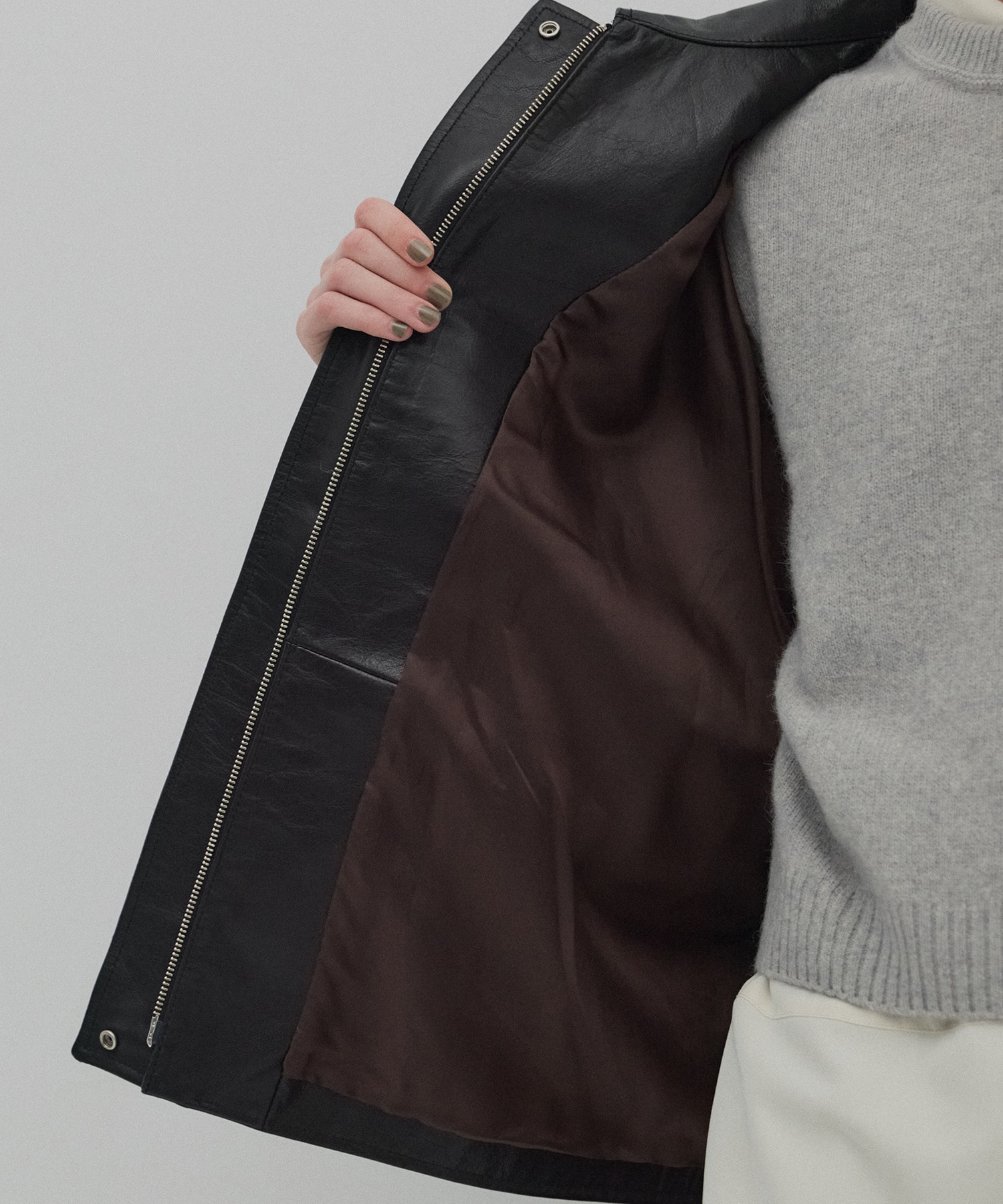 カーフレザーボクシージャケット