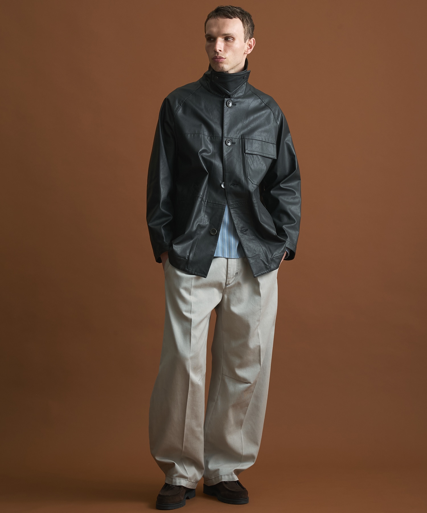 ヴィンテージフェイクレザーカーコート