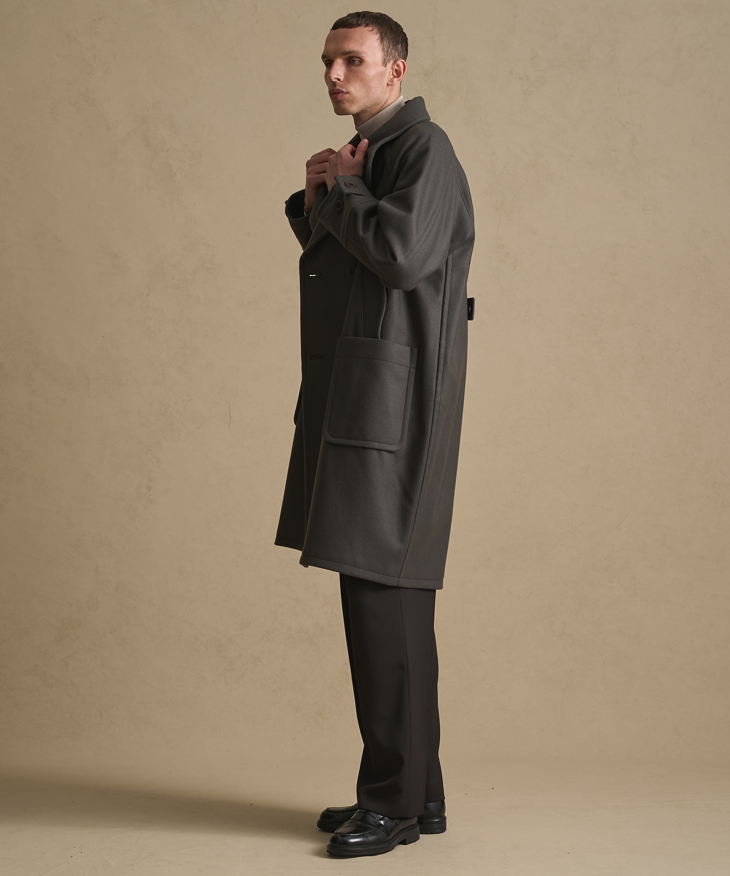 最終価格【PUBLIC TOKYO】S140メルトンラップスタンドＰコート Super140s メルトンラップスタンドPコート(1 DARK GREY): : メンズ