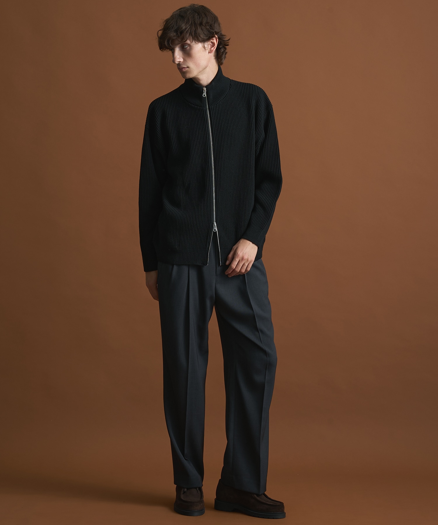 バウンドウールライトドライバーズニット(1 BLACK): : メンズ｜PUBLIC