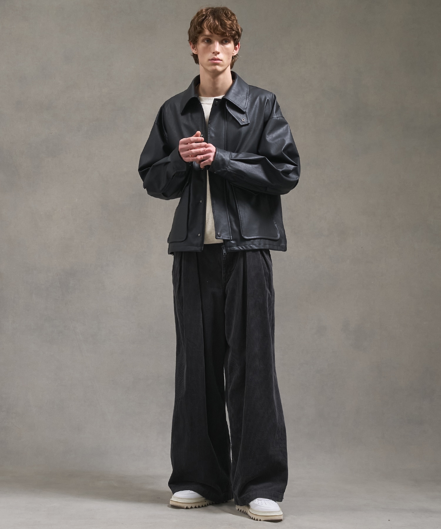 ヴィンテージフェイクレザーブルゾン