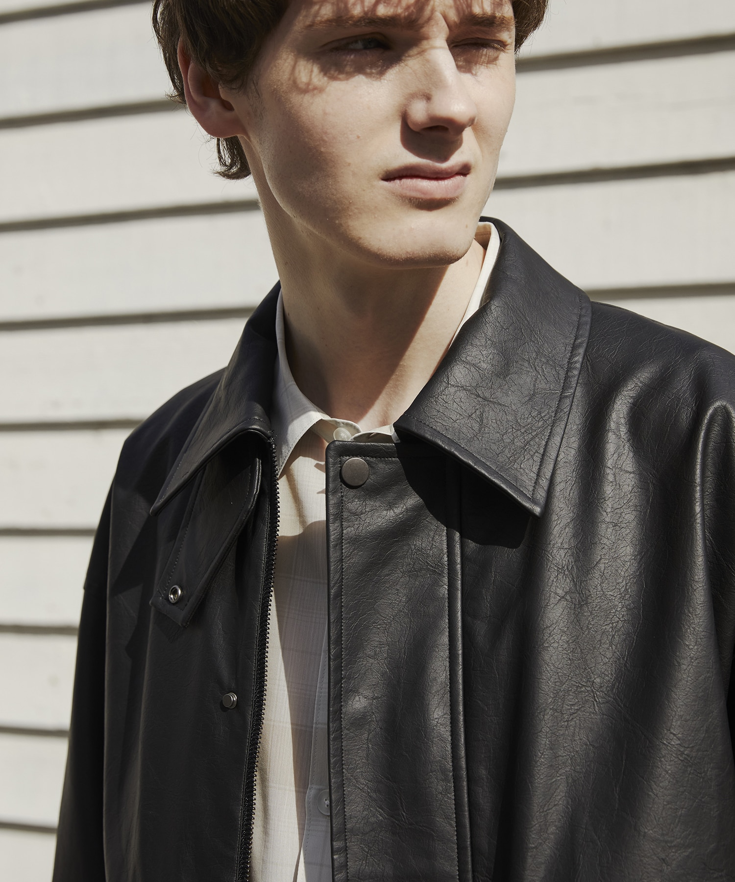 ヴィンテージフェイクレザーブルゾン(1 BLACK): : メンズ｜PUBLIC