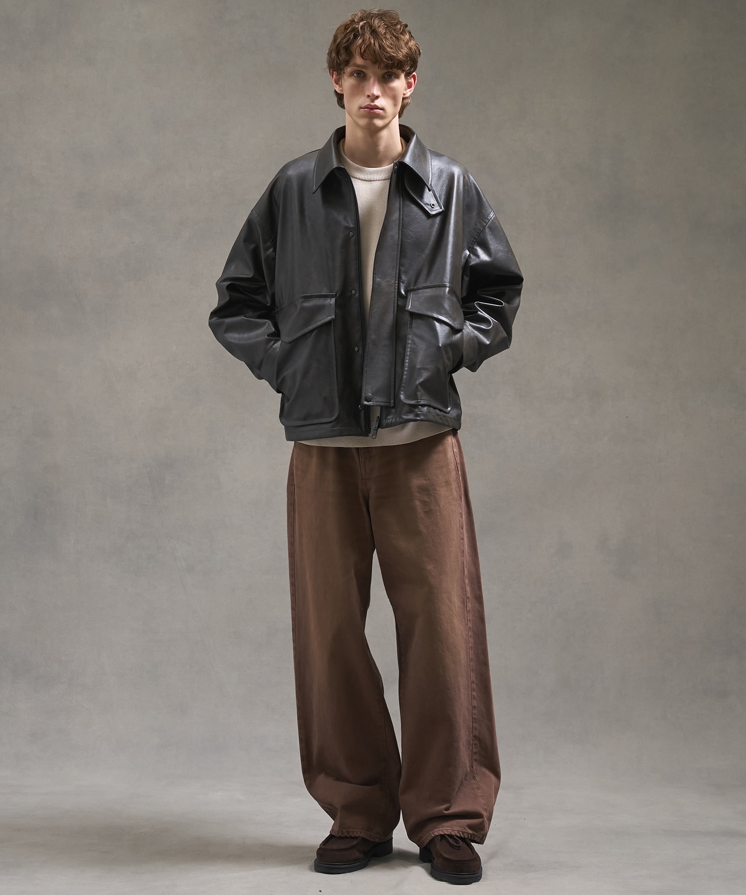 ヴィンテージフェイクレザーブルゾン