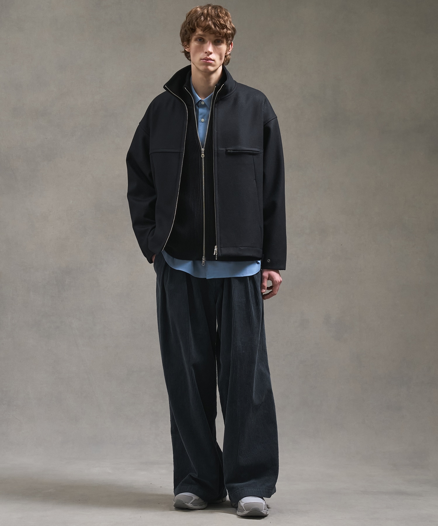 Super140s メルトンスタンドジップブルゾン