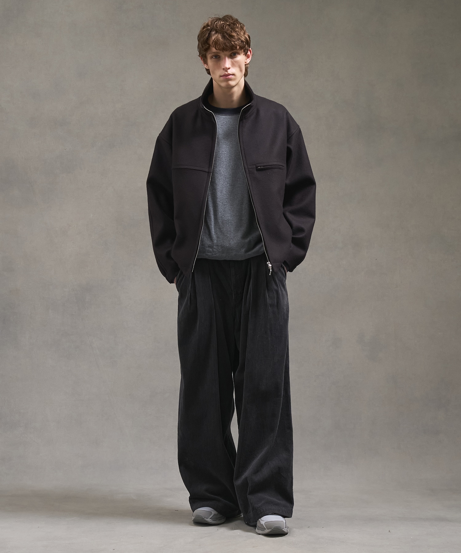 Super140s メルトンスタンドジップブルゾン