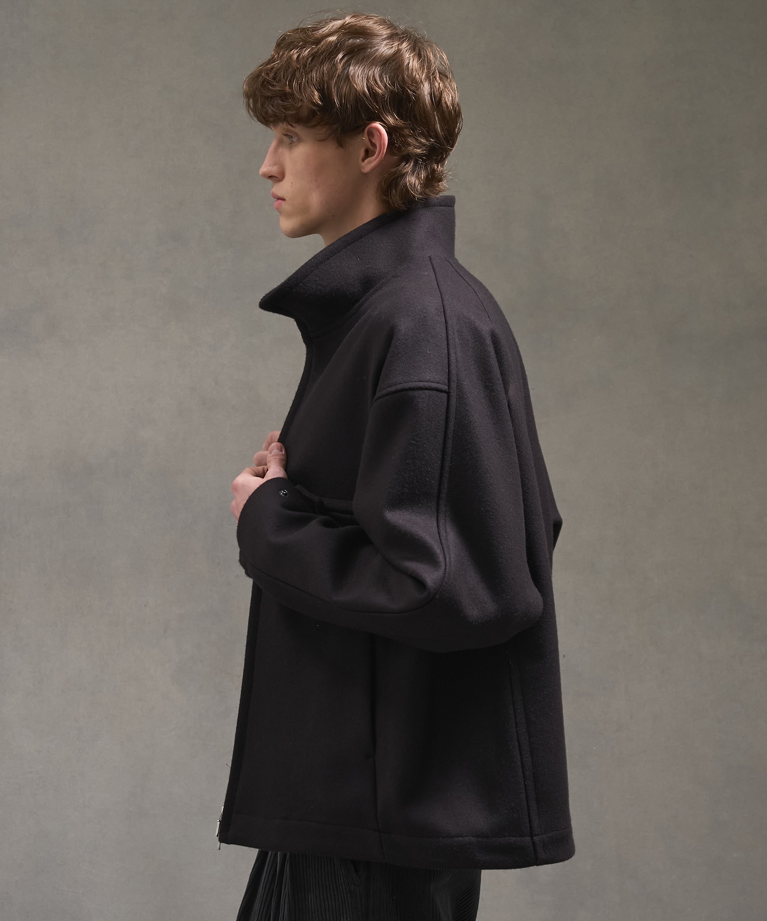 Super140s メルトンスタンドジップブルゾン