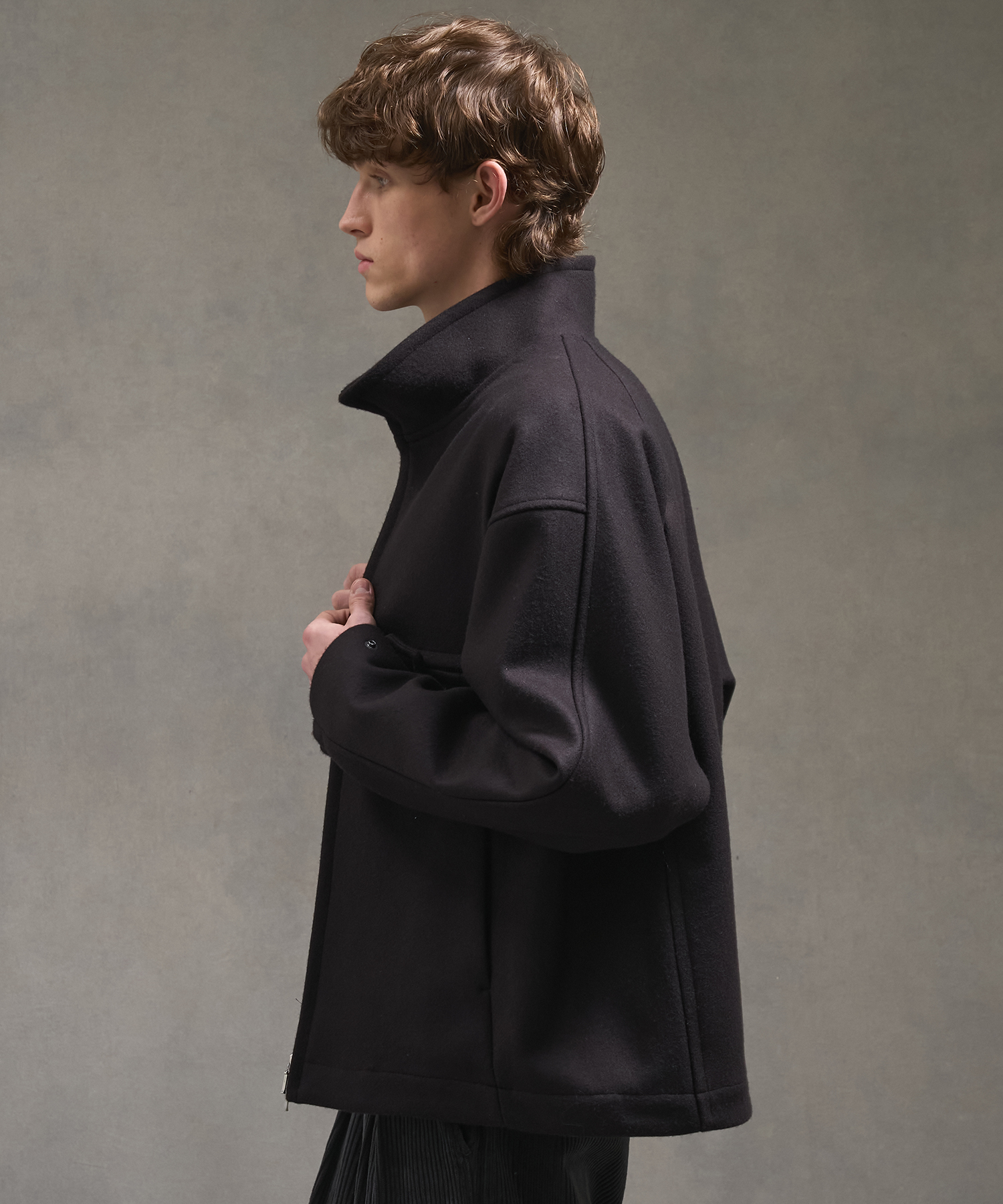 Super140s メルトンスタンドジップブルゾン