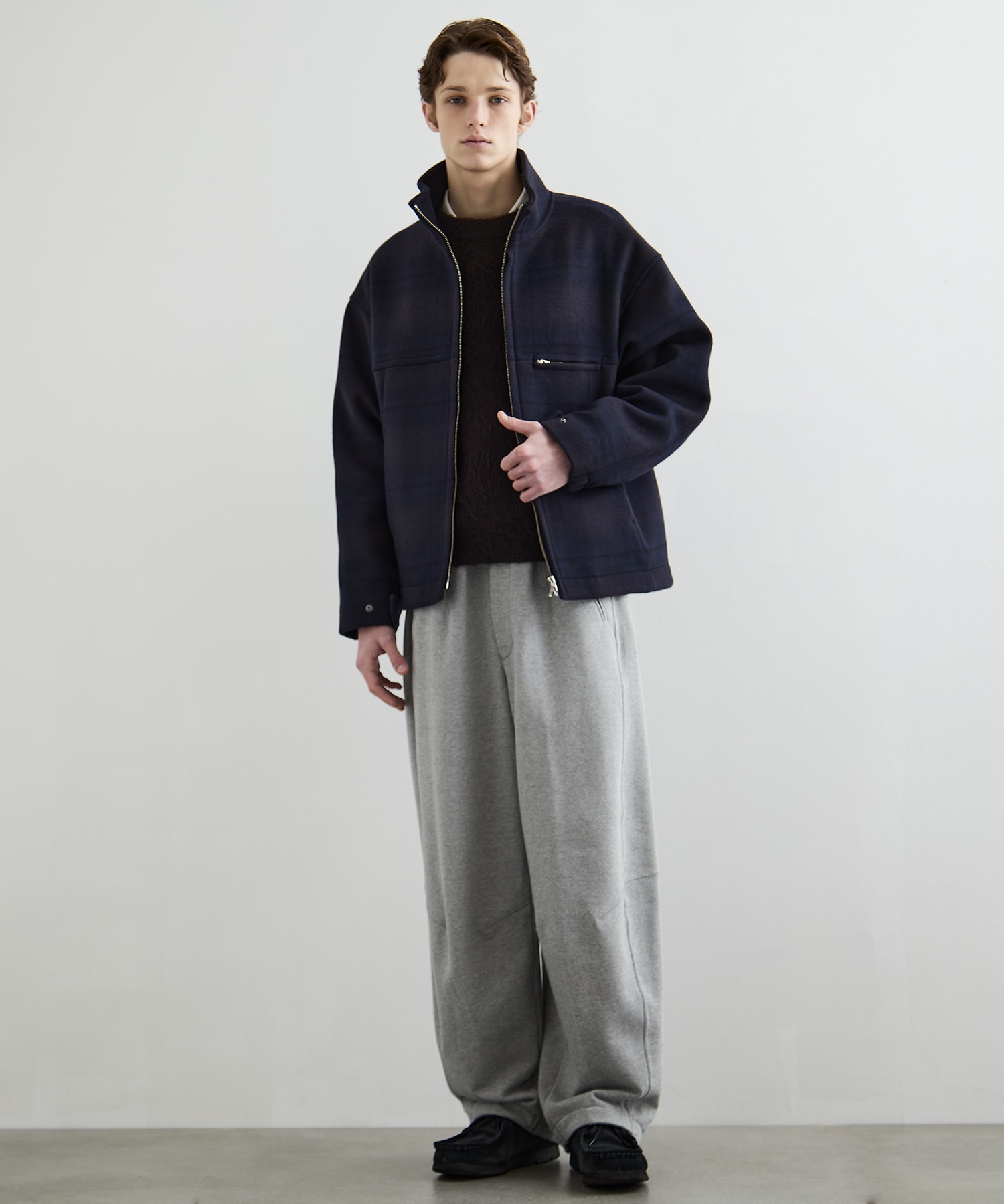 Super140s メルトンスタンドジップブルゾン