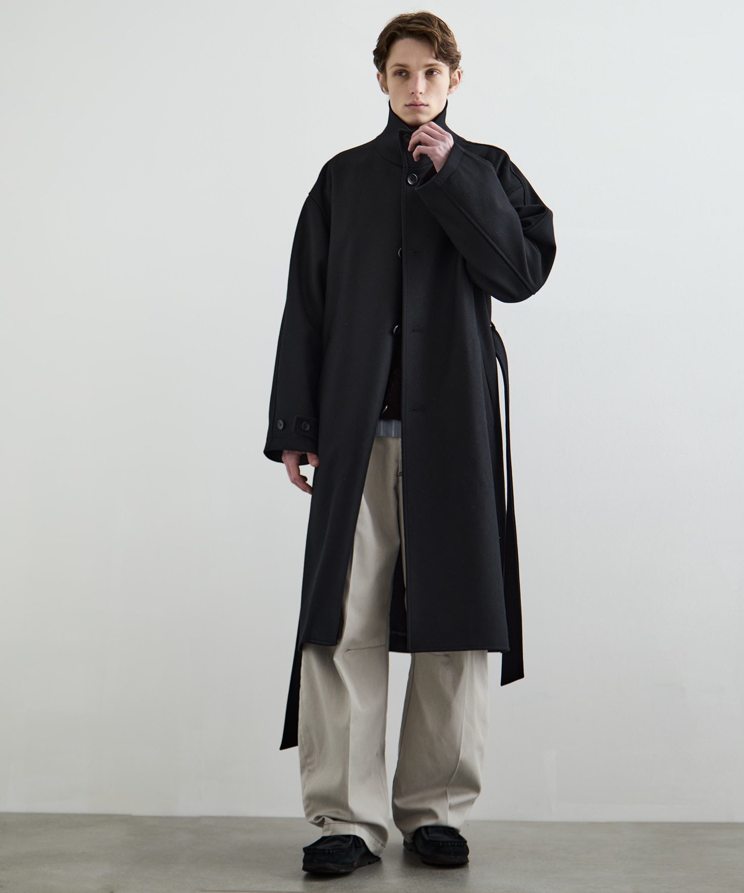 Super140sメルトンスタンドコート