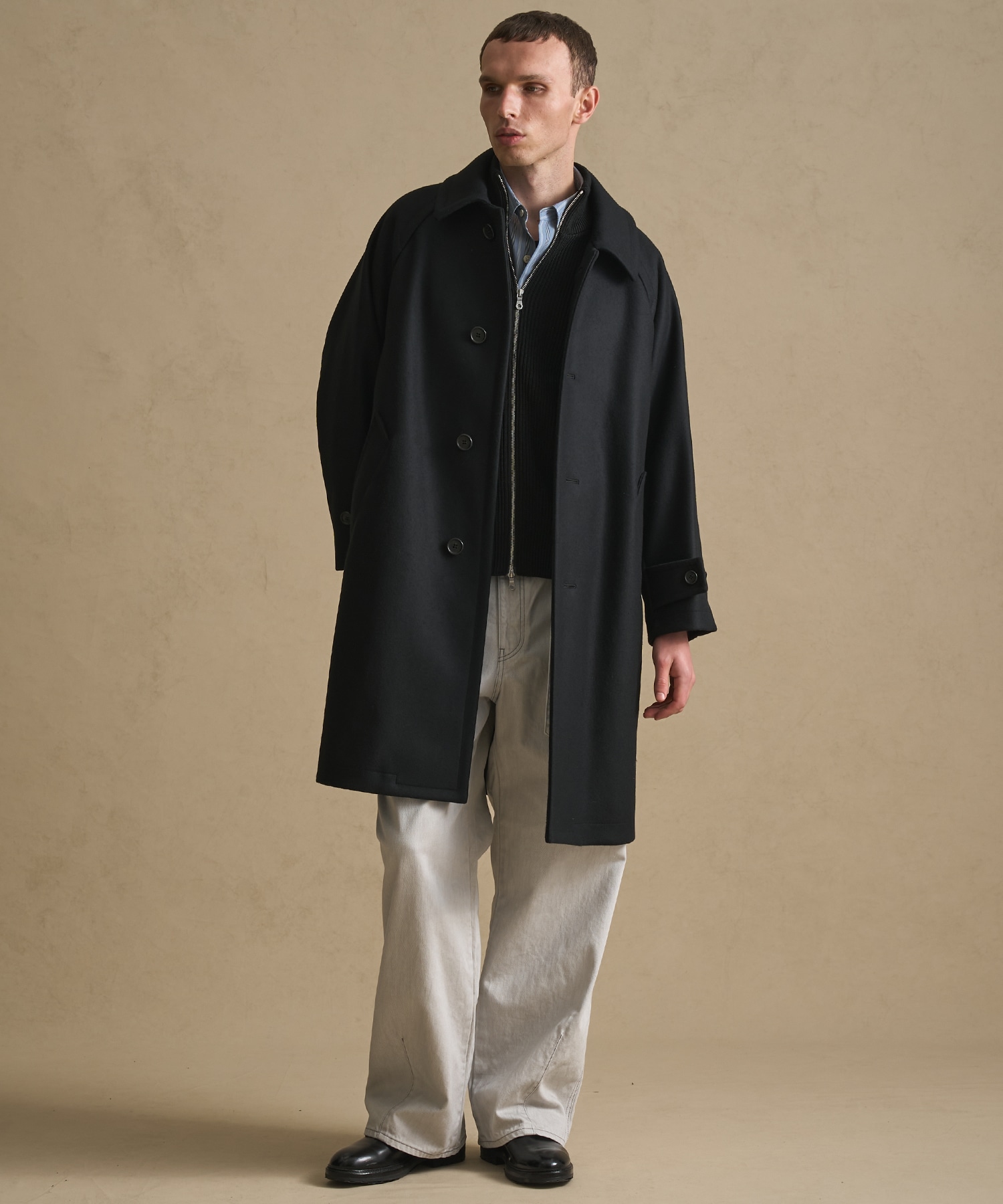 Super140s メルトンオーバーサイズバルカラーコート