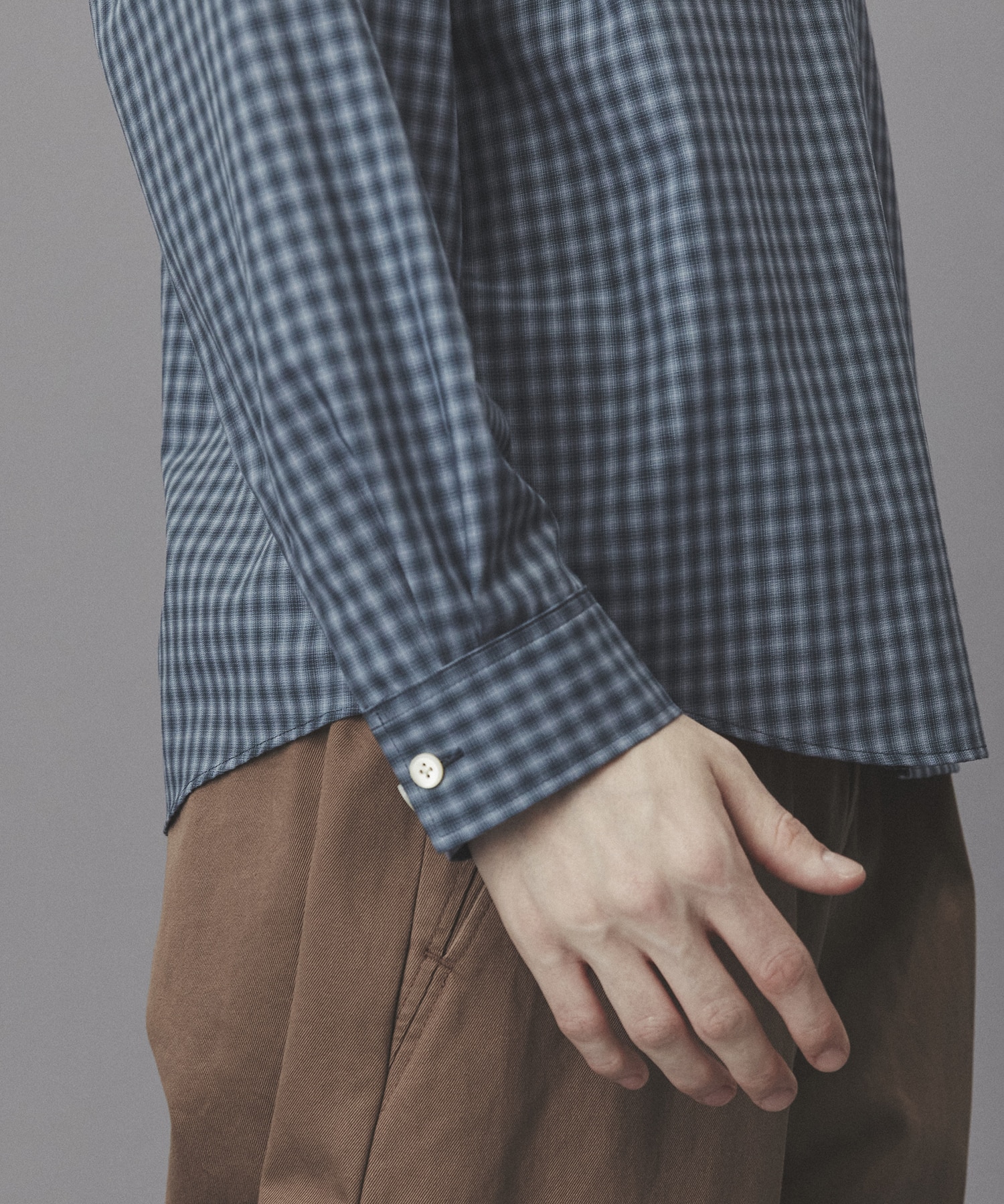 オンブレチェックレーヨンシャツ