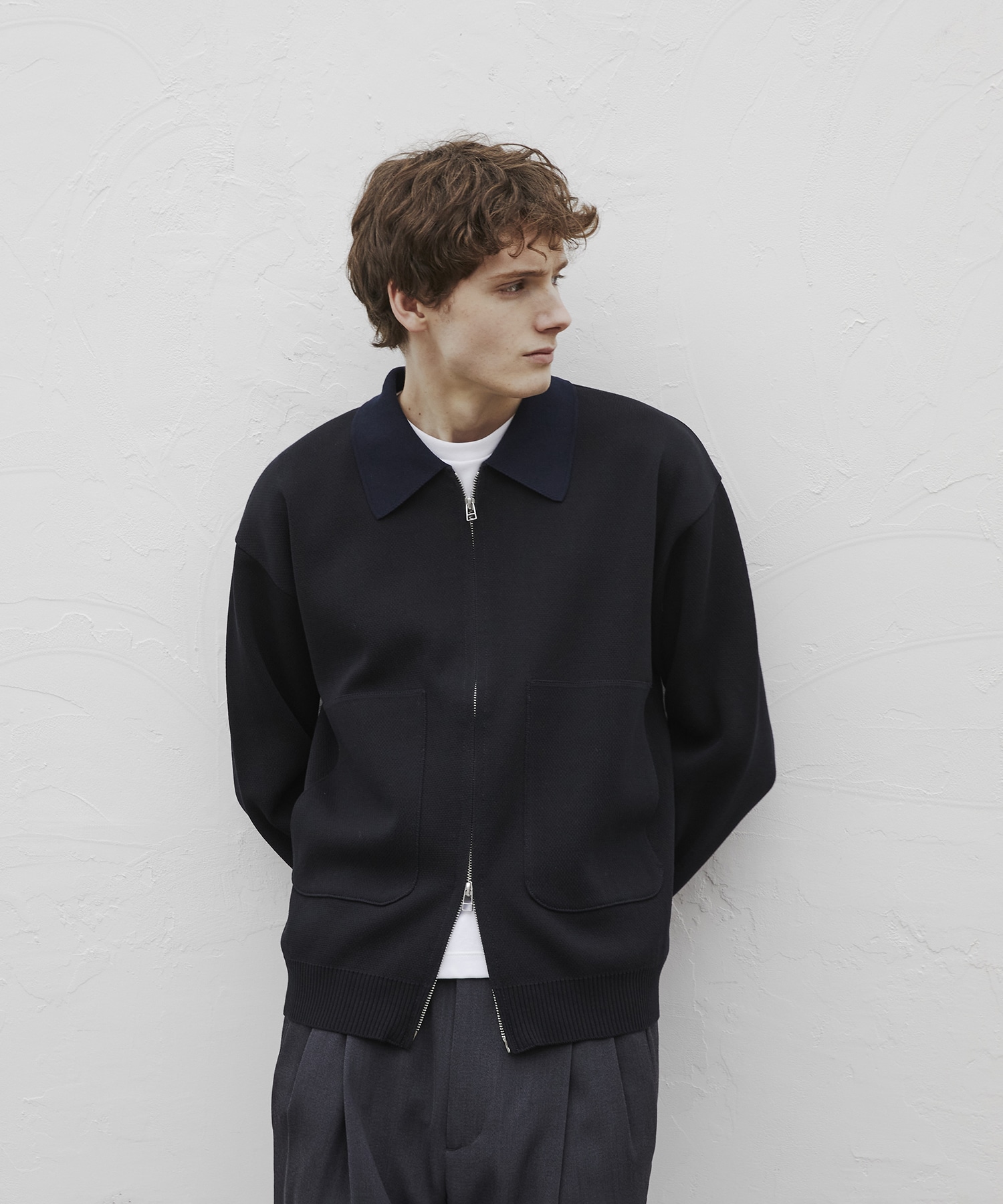 ジップビッグポケットポロカーデ