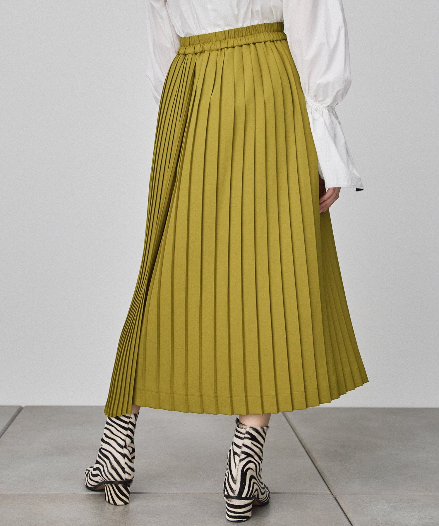 162544011560 ASYMMETRY FREE MIX MUSTARD PLEATS SKIRT ミックス