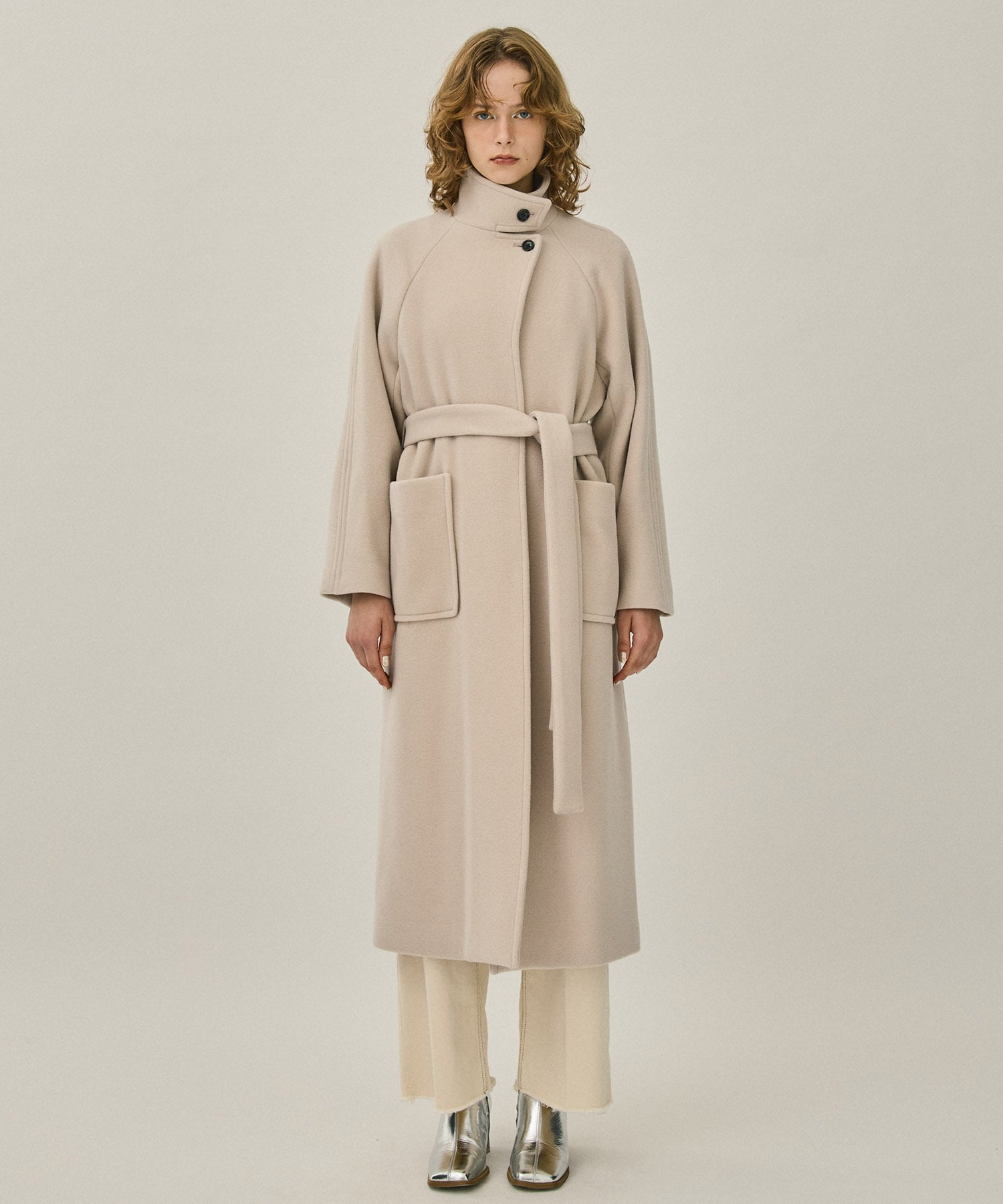 1 162551001066 COAT IVORY S140 S140ダブルベロアスタンドコート