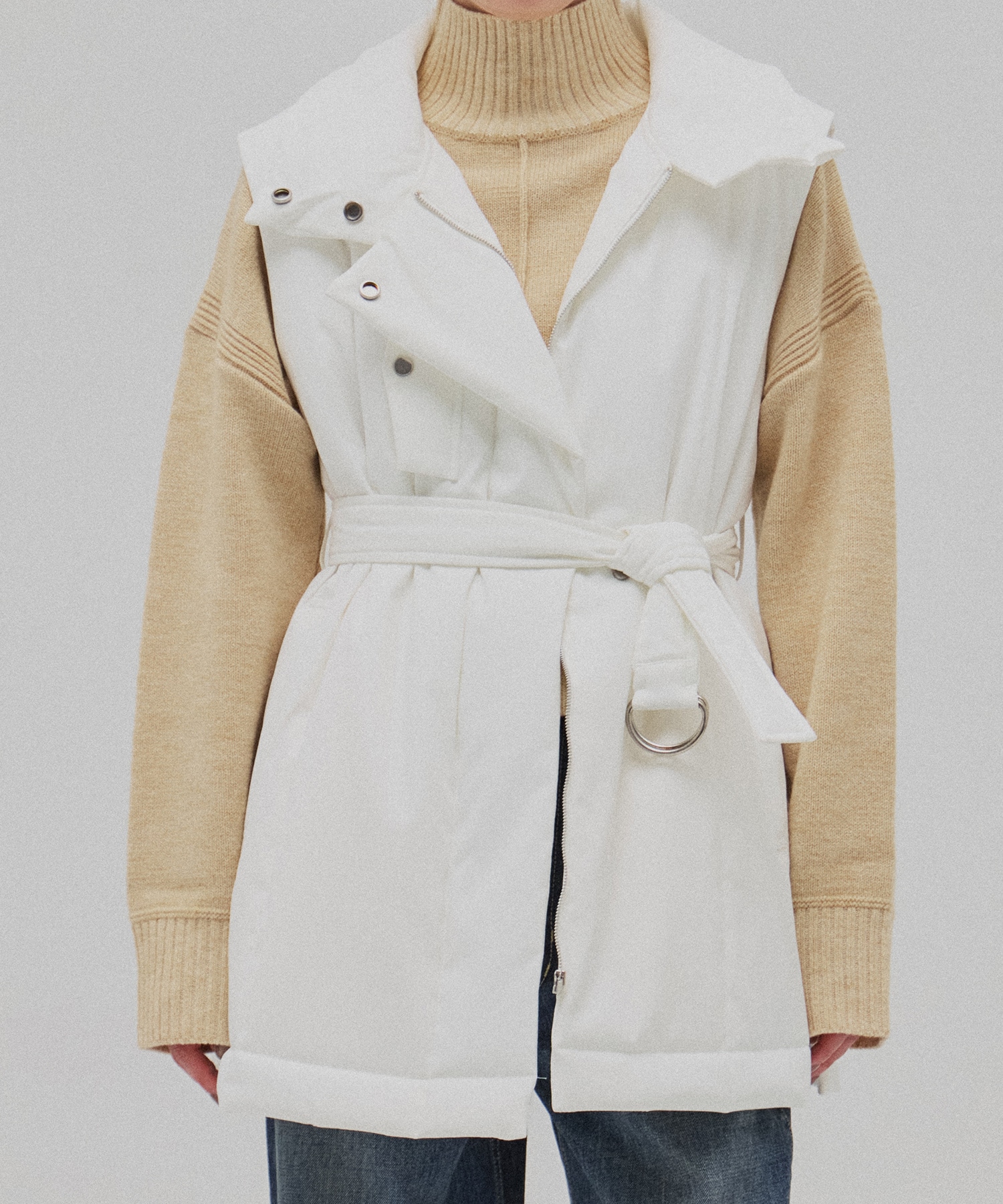 キルティングスタンドカラージレ