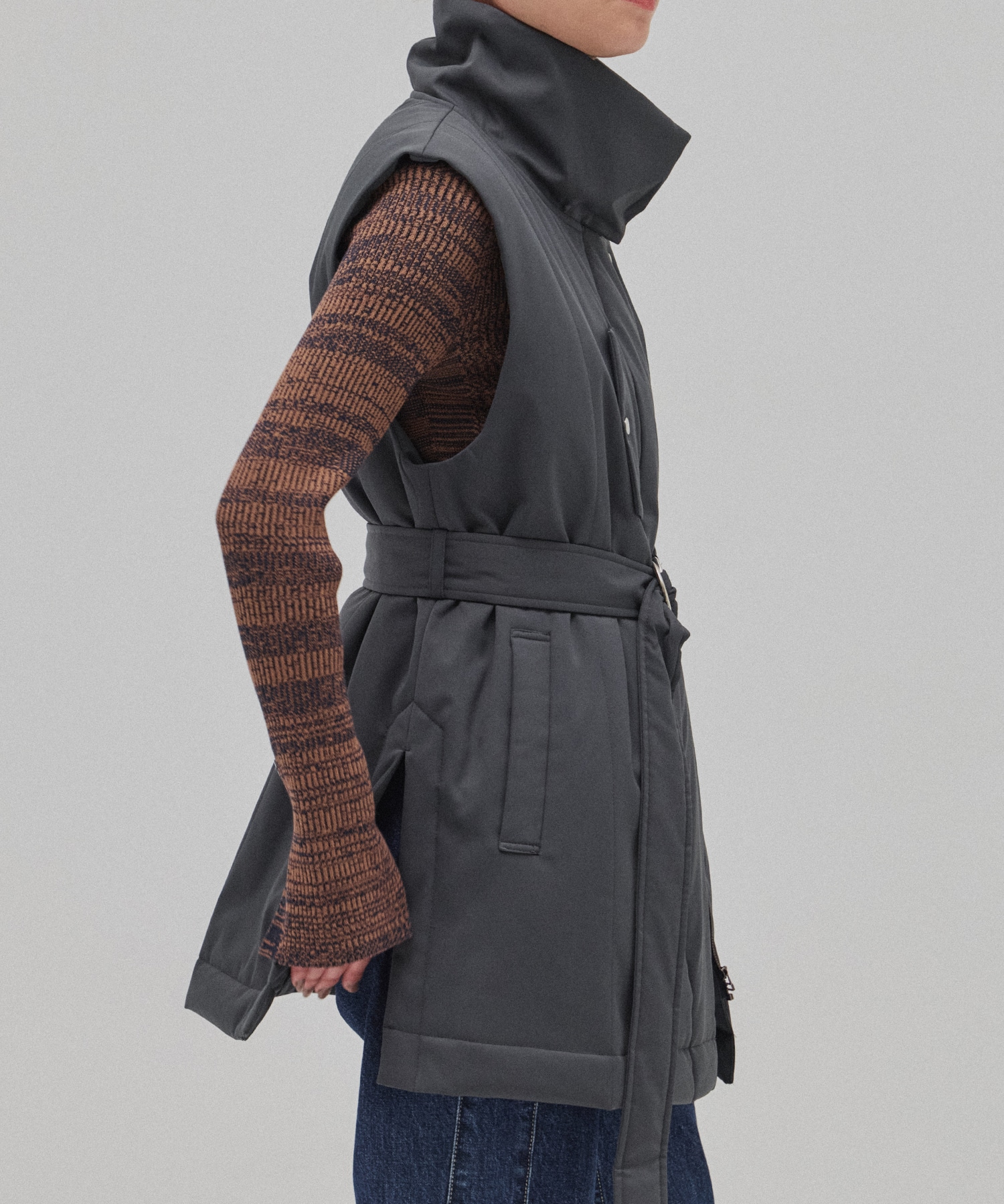 キルティングスタンドカラージレ