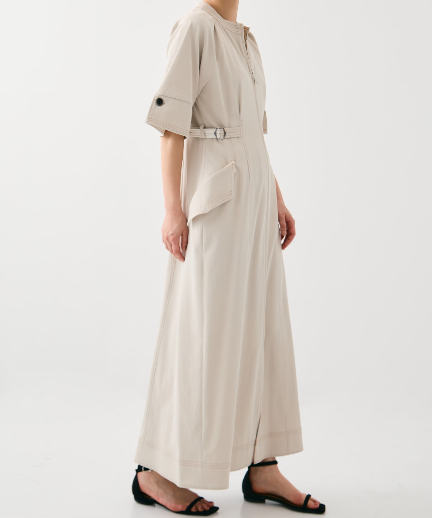 スタンドオープンシャツワンピース