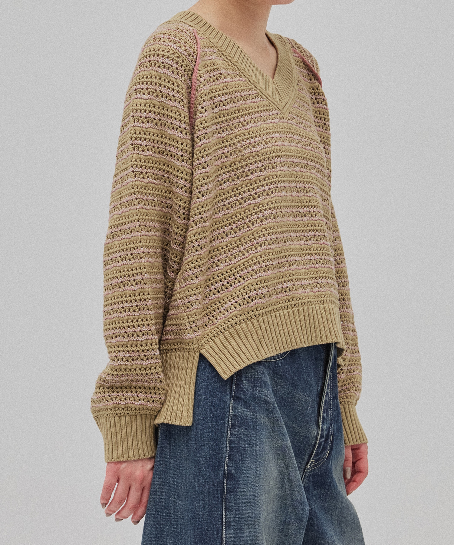 カラーミックスメッシュニット