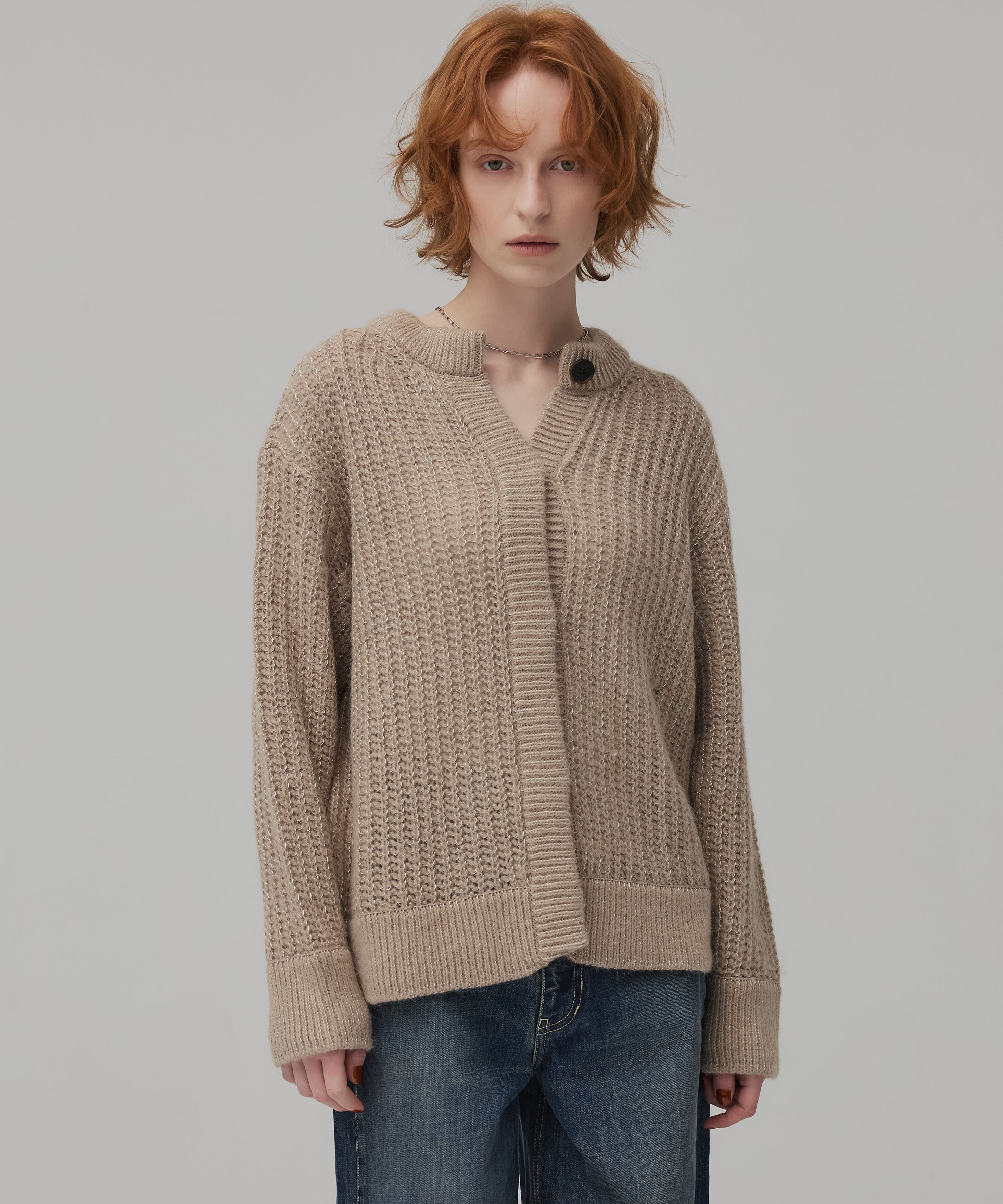 グリッターヘアリーニットカーディガン