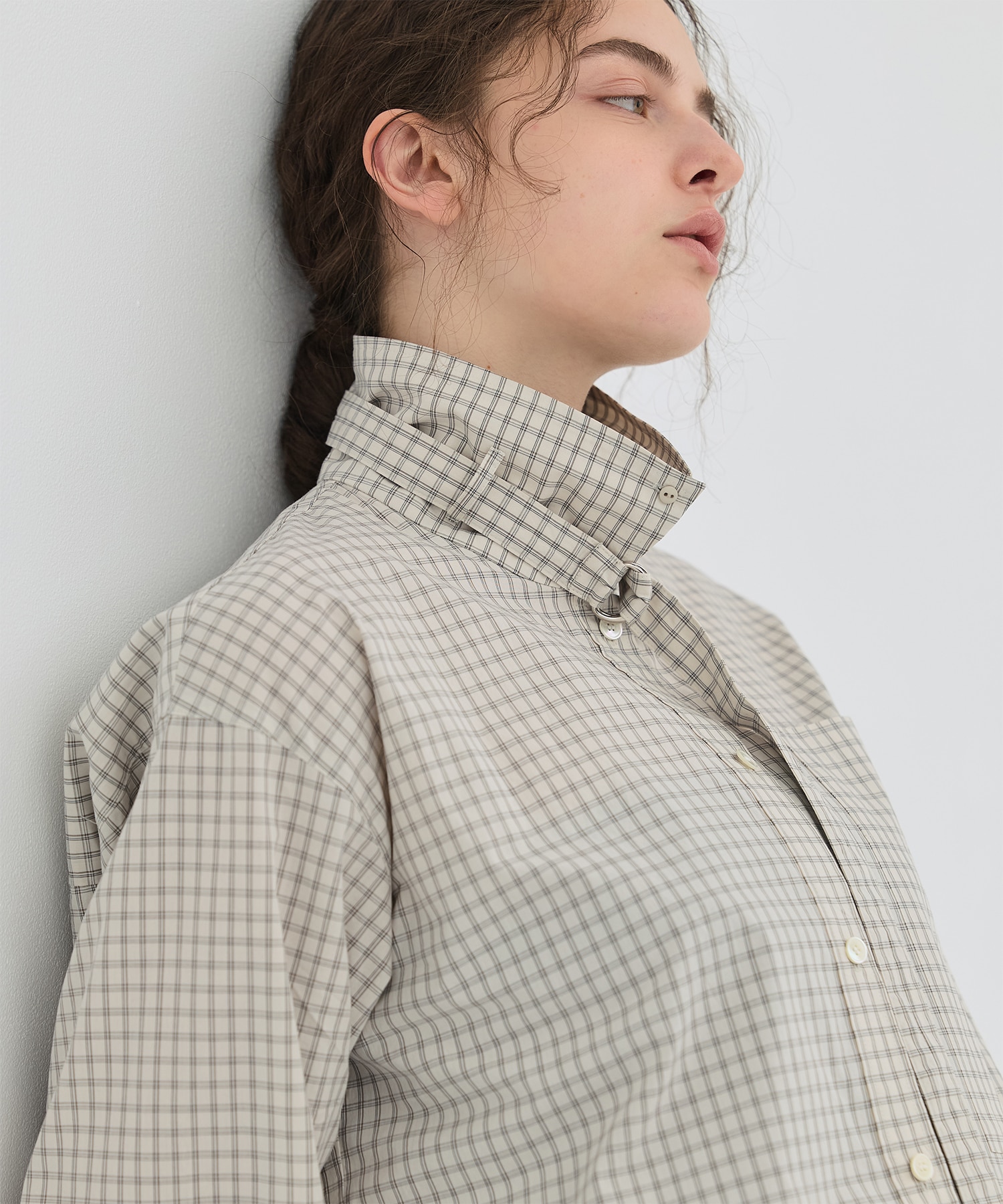 ミニチェックスタンドカラーシャツ