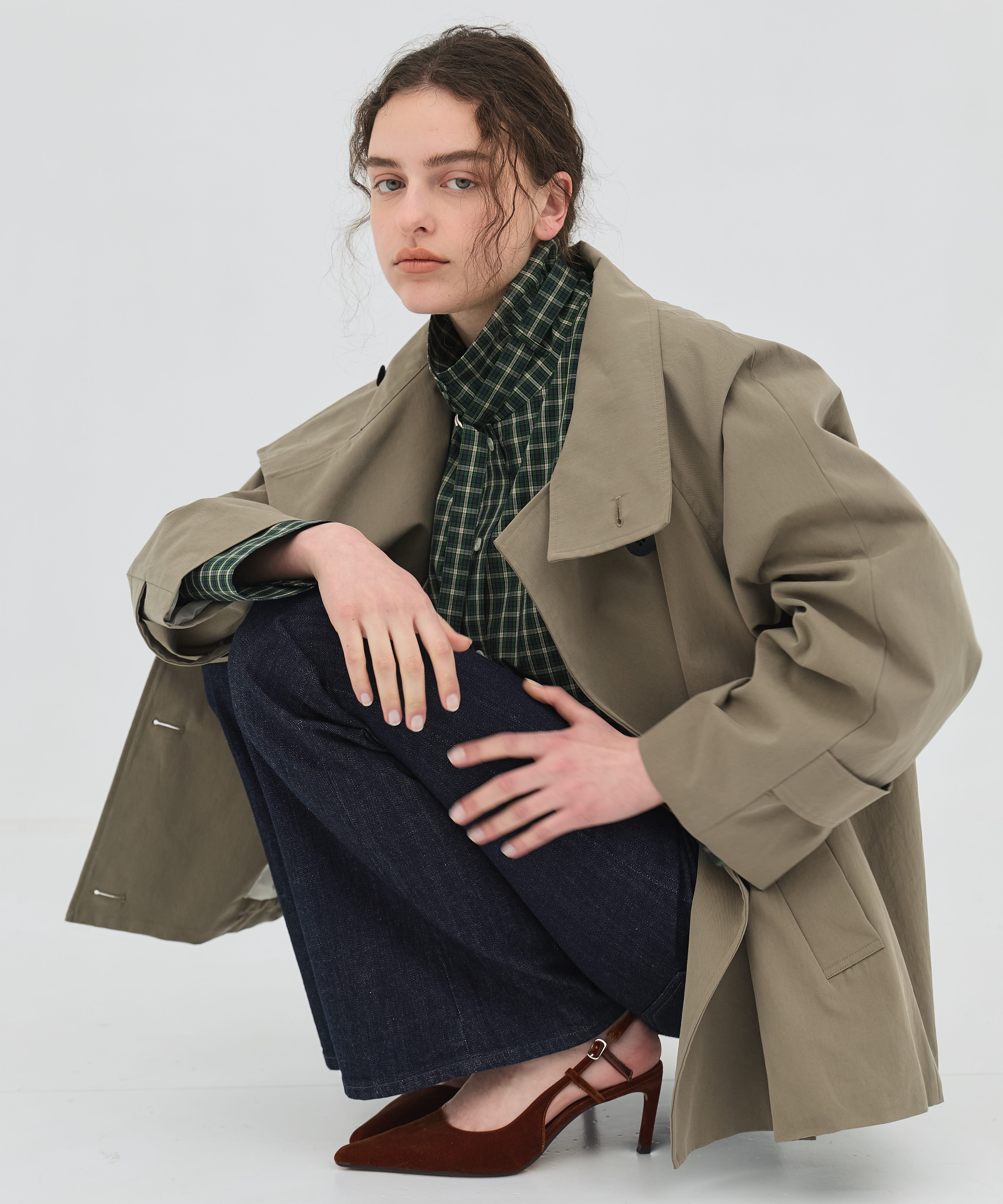 ミニチェックスタンドカラーシャツ