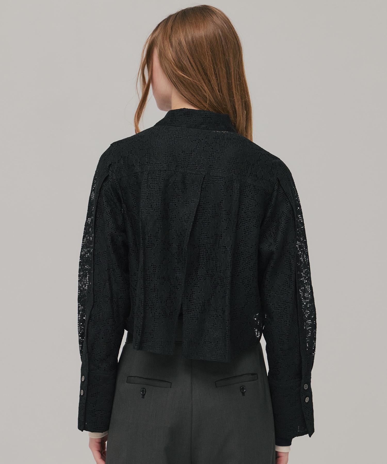 コットンレースフロントZIPシャツ