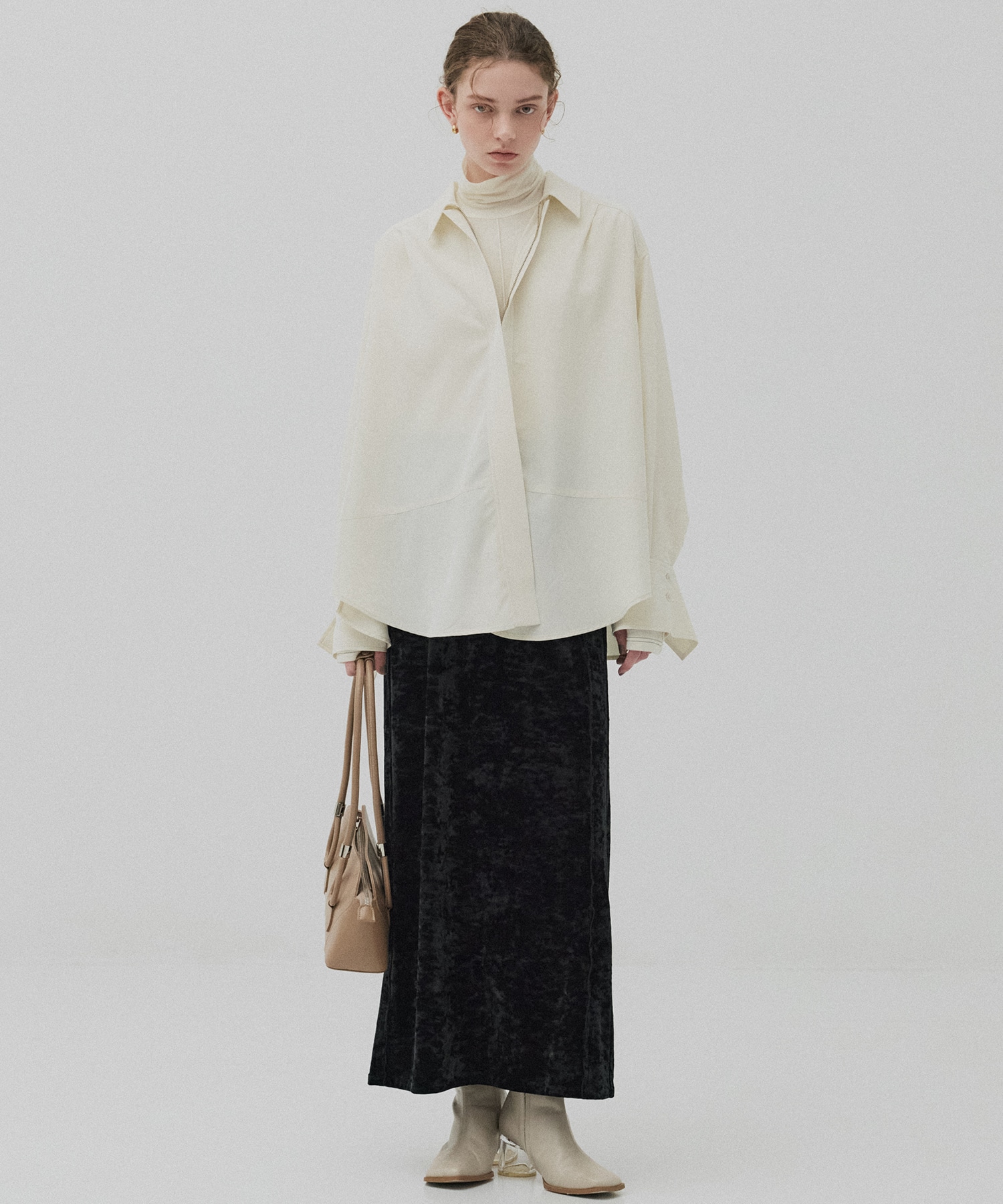 ジップアップオーバーシャツ